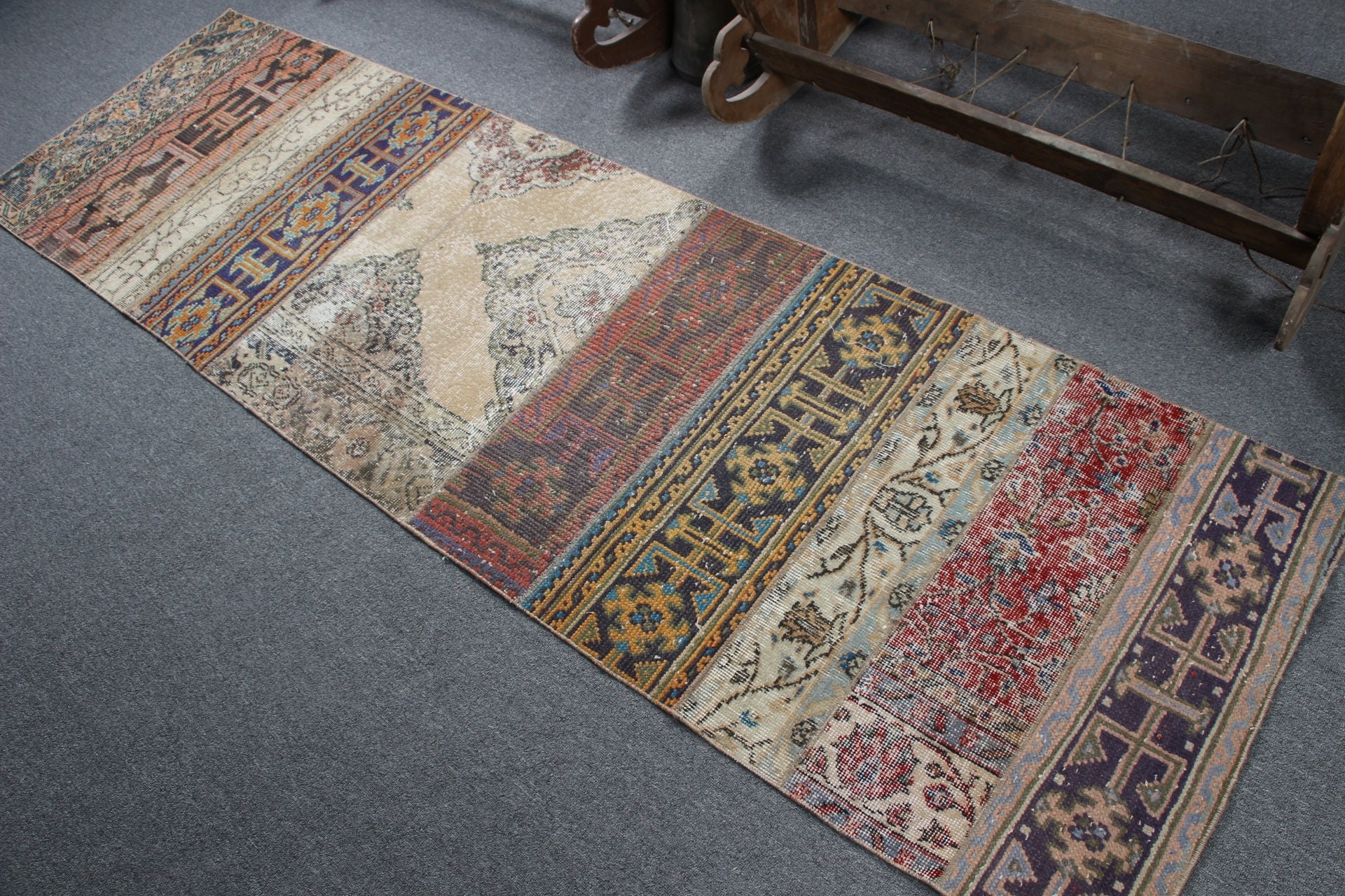 Etnik Halı, Vintage Halı, Merdiven Halıları, Havalı Halı, Antika Halılar, 2.5x8.4 ft Runner Halısı, Bej Anadolu Halısı, Koridor Halısı, Türk Halısı