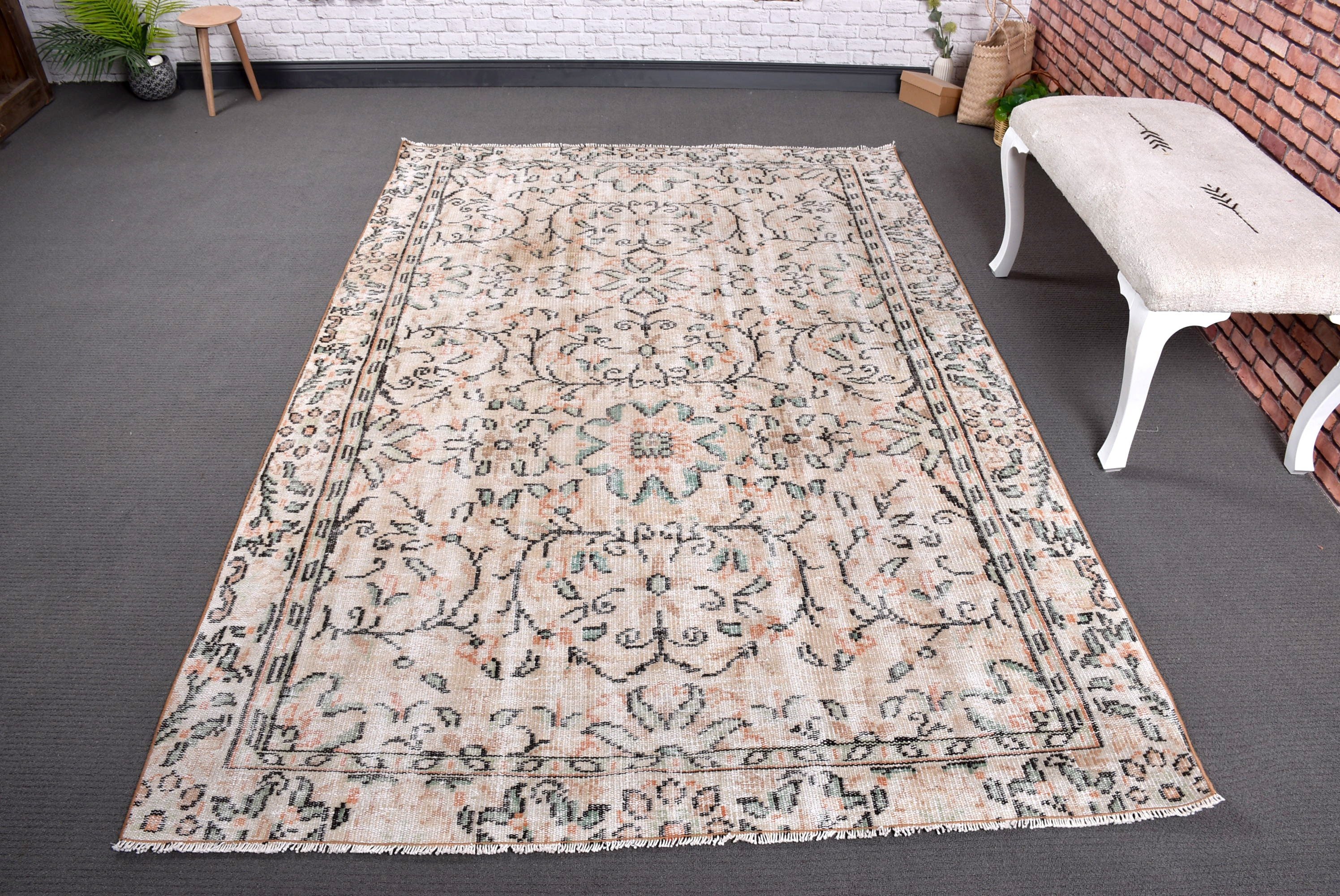 5.2x8 ft Büyük Halılar, Vintage Halılar, Ev Dekorasyonu Halıları, Anadolu Halıları, Büyük Oushak Halıları, Yemek Odası Halısı, Bej Modern Halılar, Türk Halısı