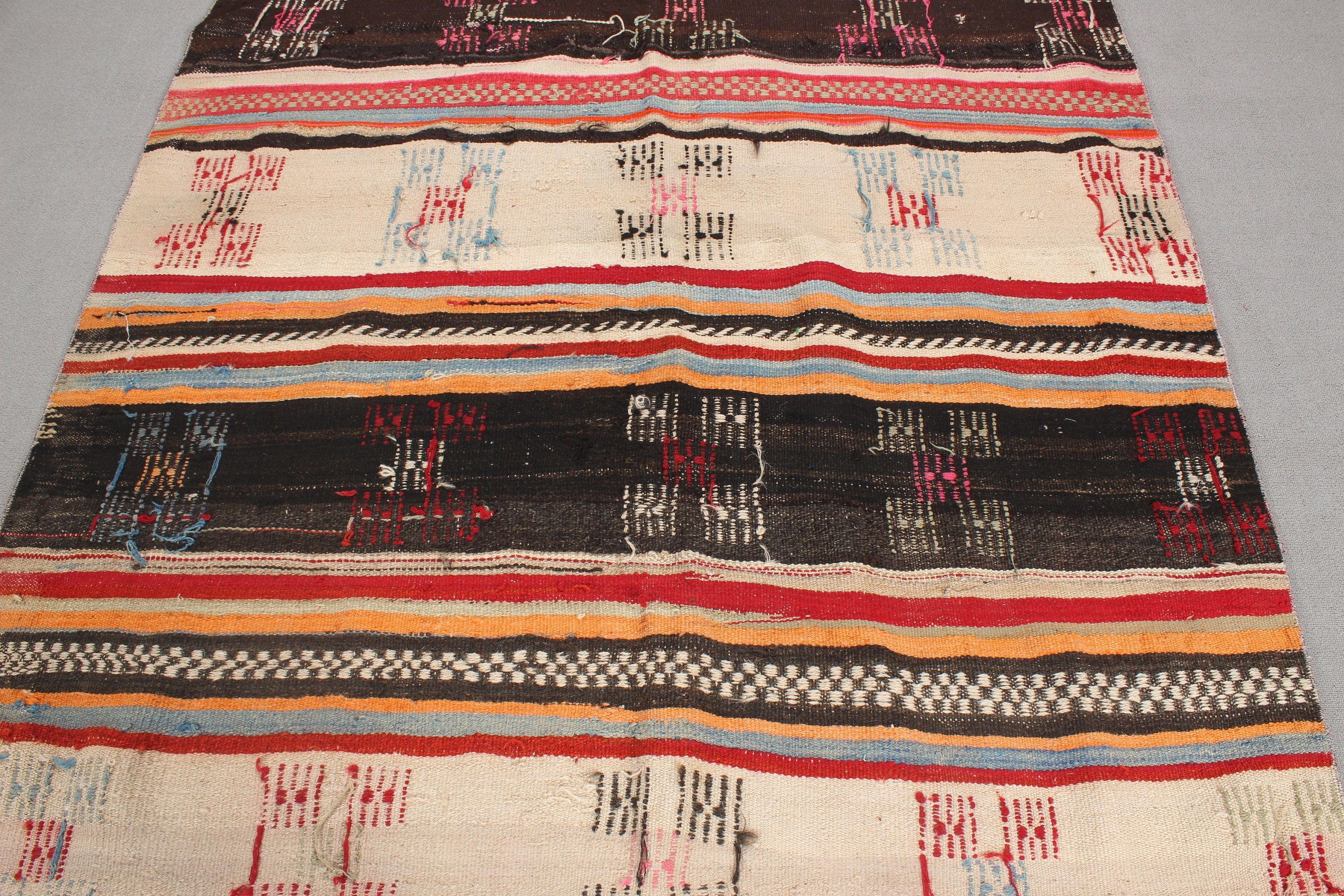 Kilim, Vintage Halı, Boho Bölge Halısı, Türk Halıları, Mutfak Halısı, Bej Oushak Halısı, 5.1x7.2 ft Alan Halısı, Ev Dekorasyonu Halısı, Anadolu Halısı