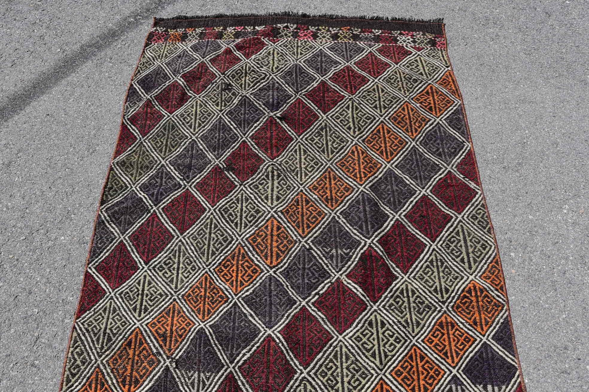 Oriental Rug, 3.9x5.4 ft Accent Rugs, Vintage Rugs, Turkish Rugs, Rugs for Nursery, Bedroom Rugs, Cool Rug, Kitchen Rug, Tribal Rugs, Kilim