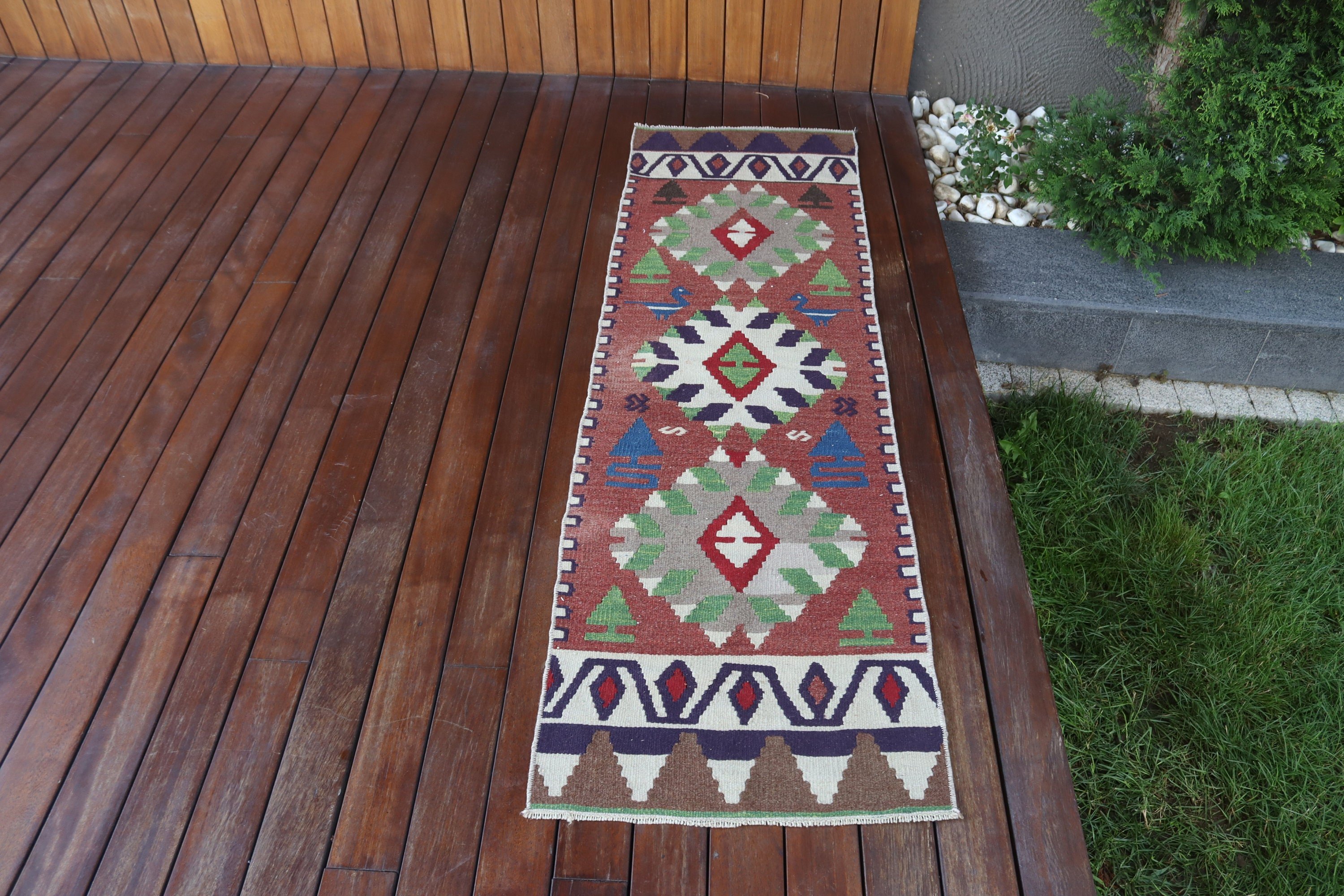 Yer Halıları, Boho Halısı, Mutfak Halıları, Kırmızı 1.7x5.7 ft Runner Halısı, Antika Halılar, Aztek Halısı, Türk Halısı, Merdiven Halısı, Vintage Halılar