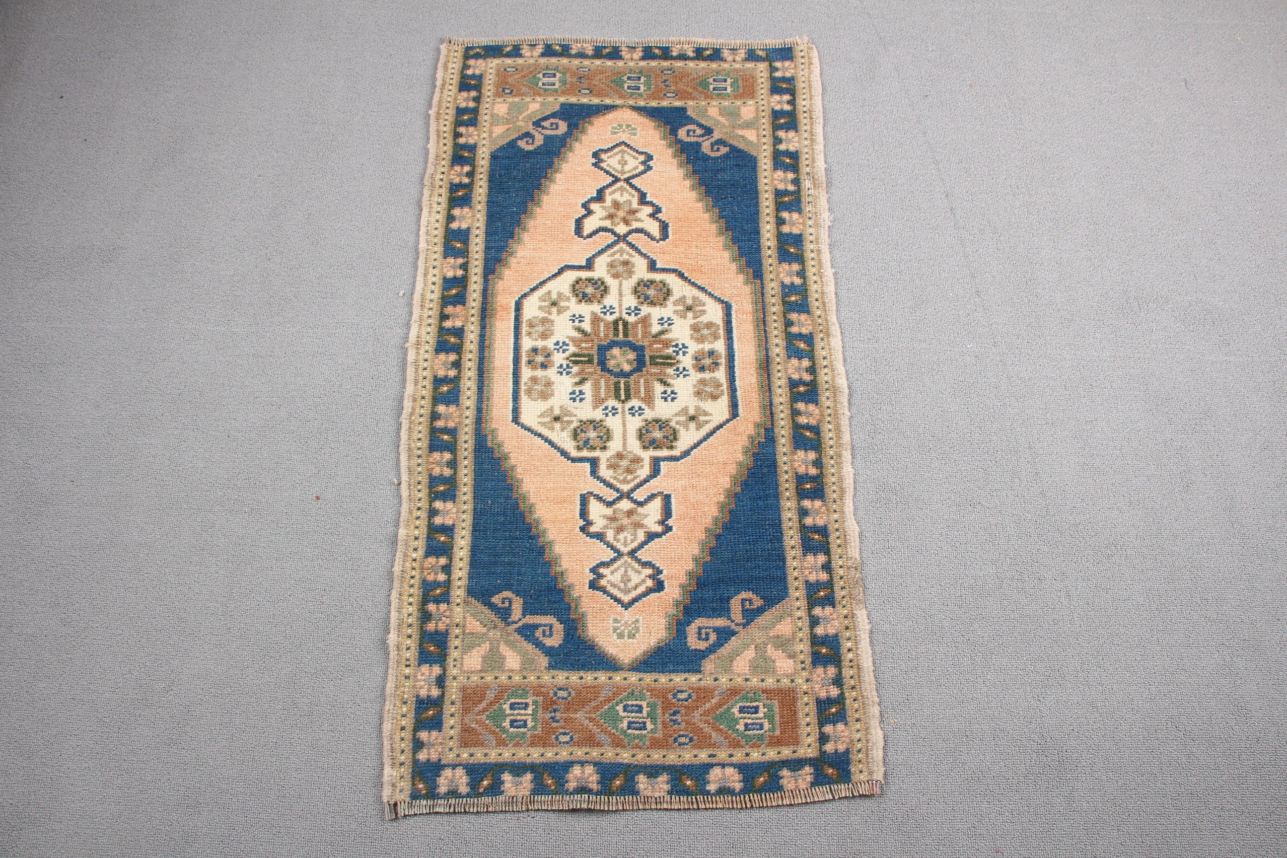 1.7x3.3 ft Small Rugs, Vintage Rug, Rugs for Kitchen, Nursery Rug, Hand Woven Rug, Turkish Rugs, Bedroom Rugs, Blue Cool Rugs