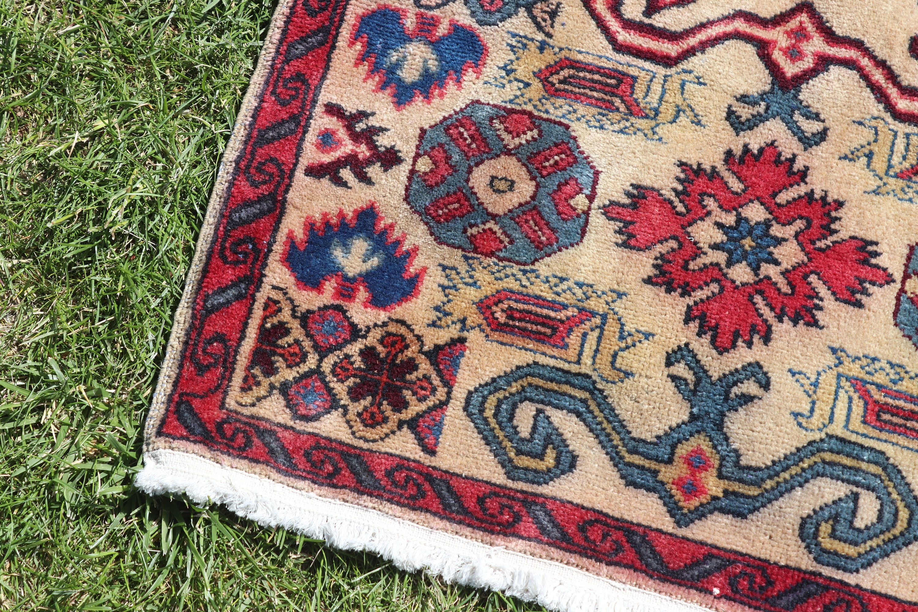 Vintage Rugs, Beige Home Decor Rugs, Turkish Rug, Kitchen Rugs, Tribal Rug, 2.1x4.1 ft Small Rug, Bathroom Rug, Oriental Rugs