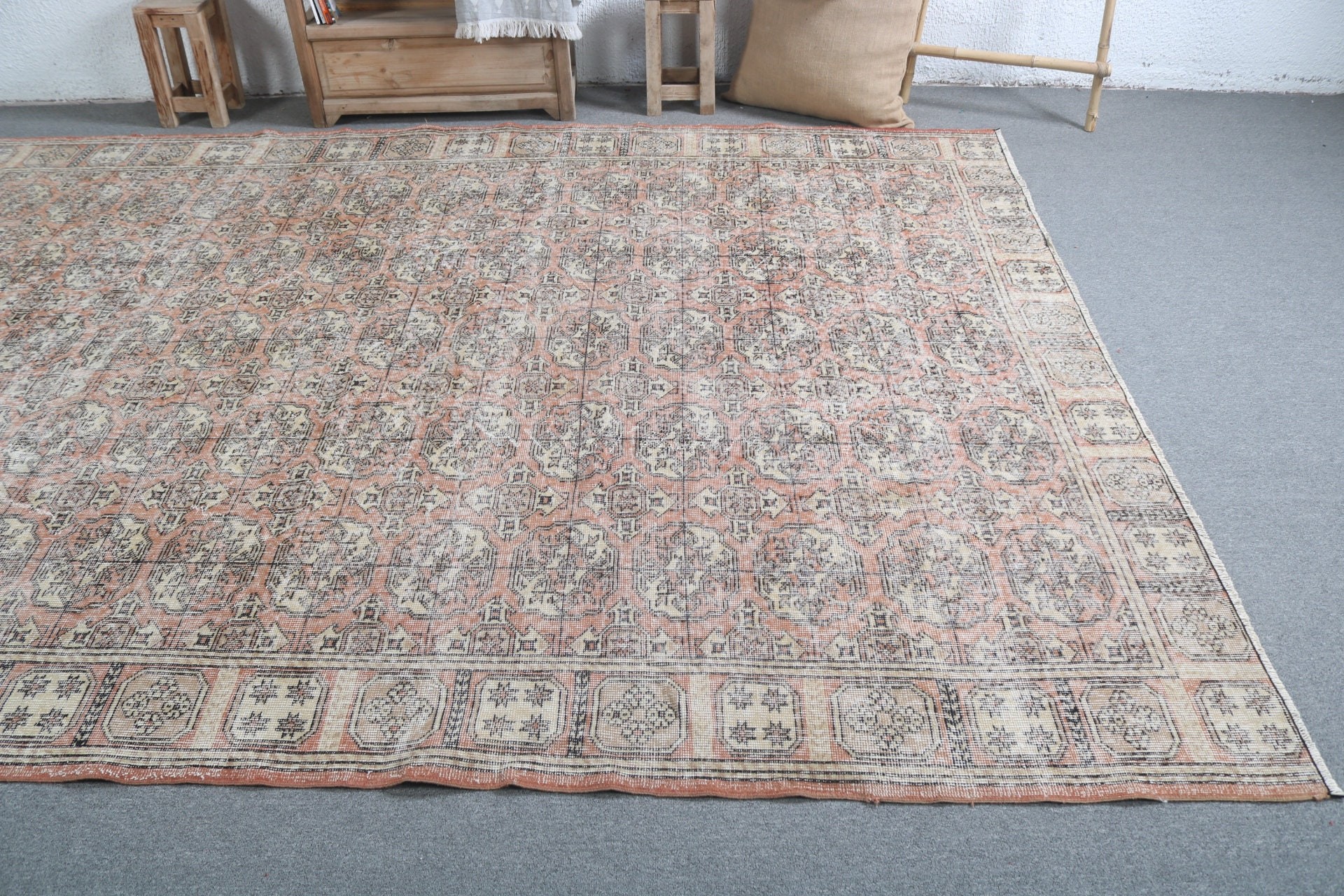 Living Room Rug, Vintage Rug, Retro Rugs, Colorful Rug, 7.3x9.9 ft Oversize Rug, Cool Rugs, Turkish Rug, Saloon Rug, Rugs for Dining Room