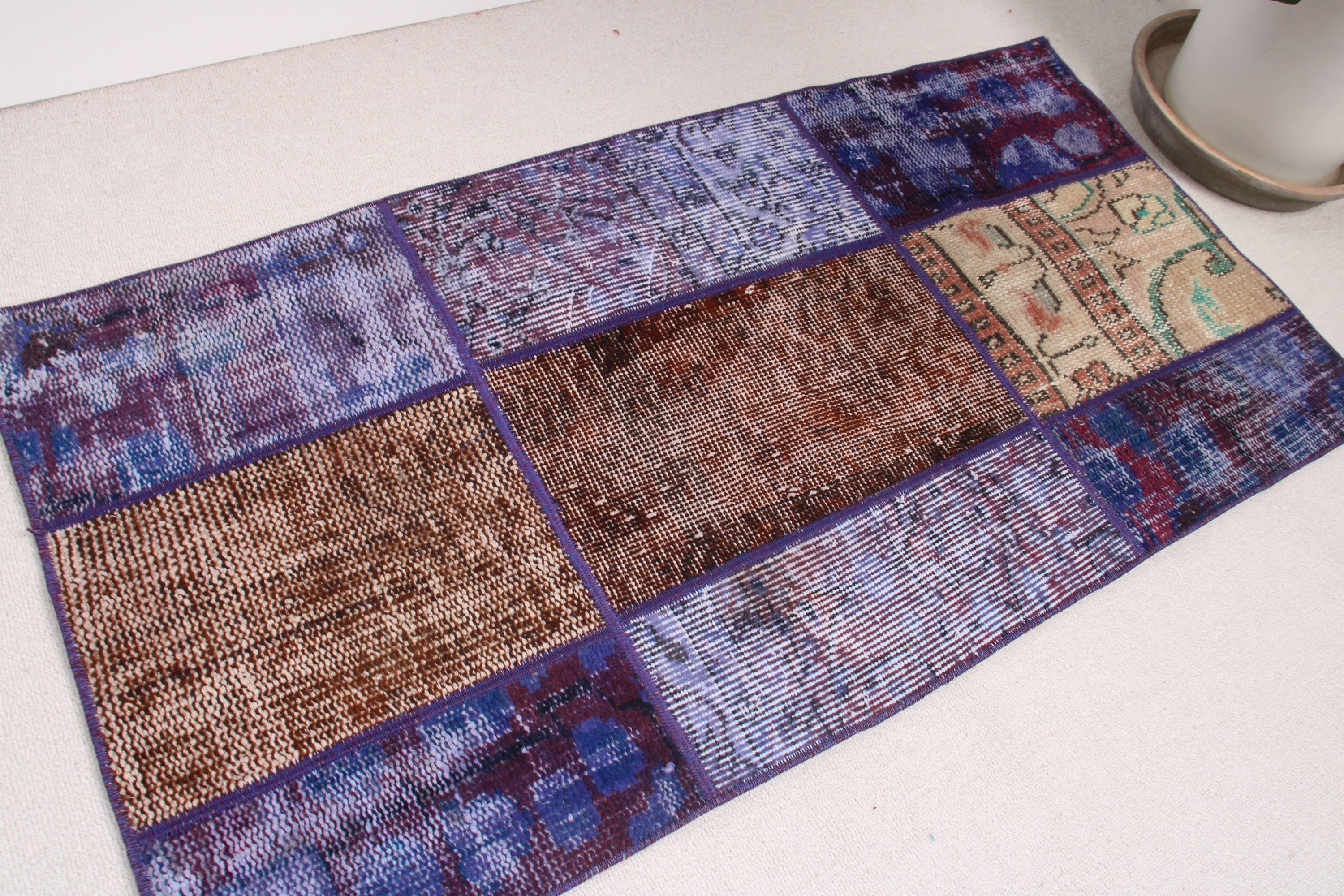 Door Mat Rug, Rugs for Car Mat, Turkish Rug, Blue Oriental Rugs, Vintage Rug, Handwoven Rugs, Bath Rug, 2x3.9 ft Small Rug