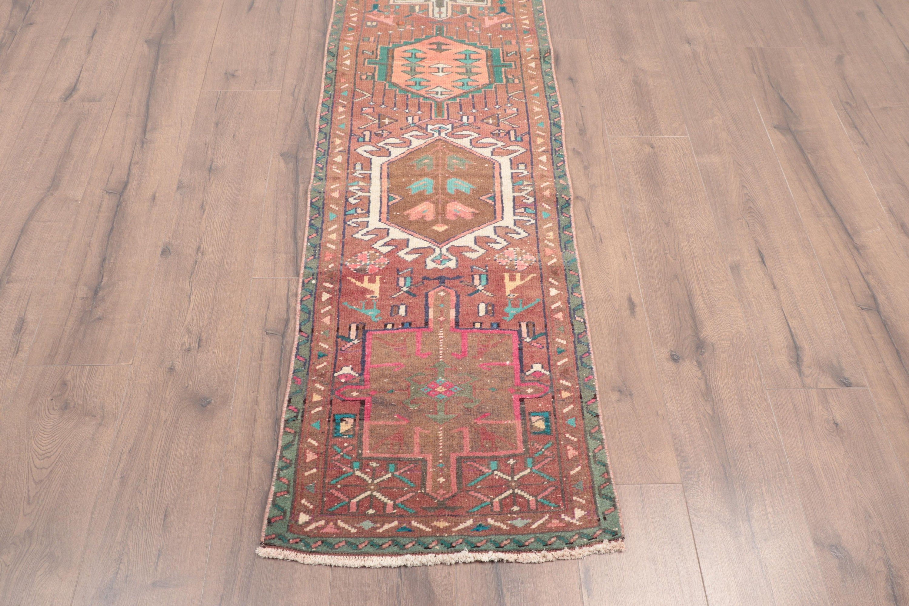 Vintage Halı, Koridor Halıları, 1.8x10.1 ft Yolluk Halıları, Türk Halıları, Açıklama Halıları, Kahverengi Lüks Halılar, Uzun Yolluk Halısı, El Dokuma Halıları