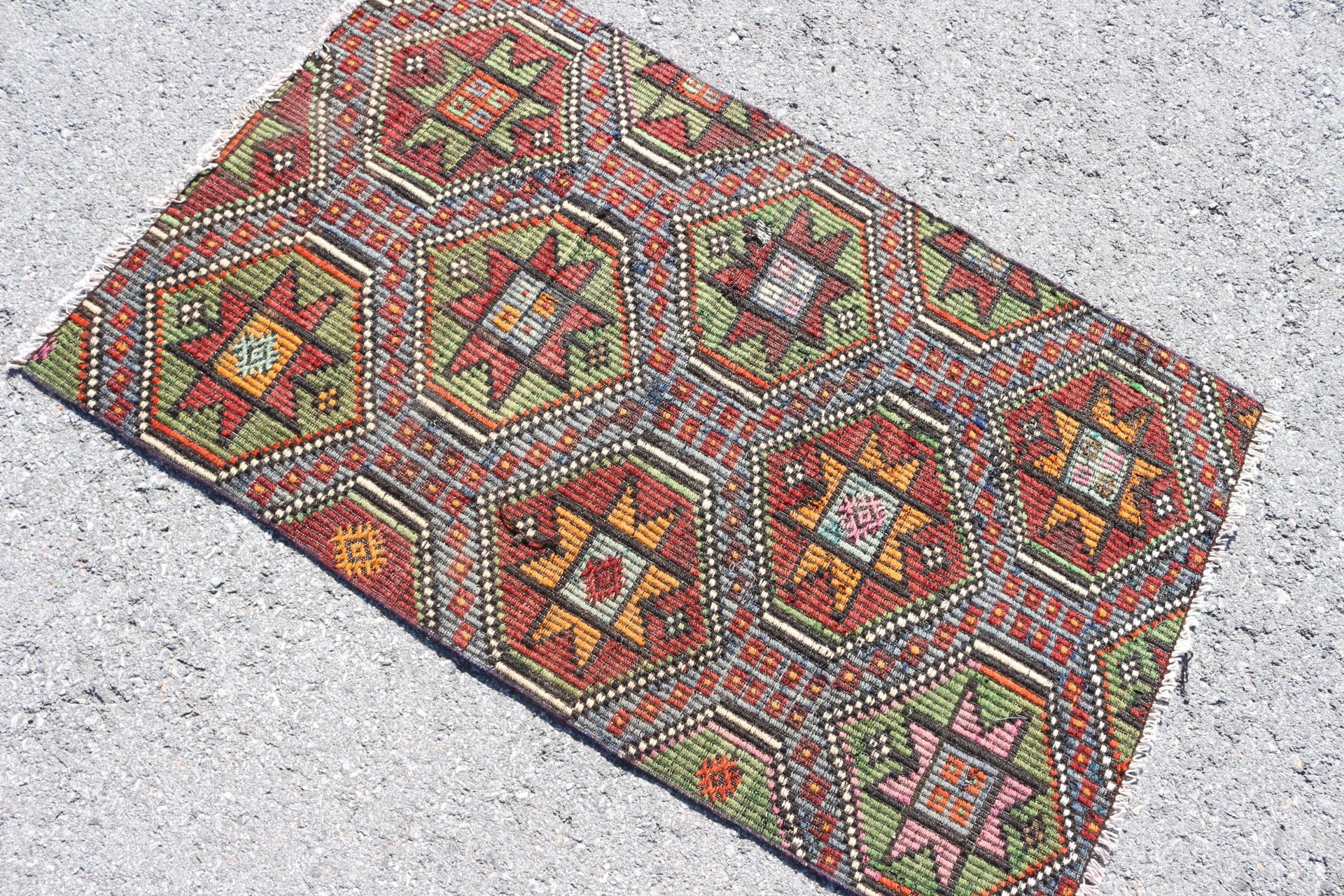 Türk Halısı, 2.7x4.3 ft Küçük Halı, Antika Halılar, Turuncu Oushak Halıları, Kilim, Çocuk Halıları, Mutfak Halısı, Vintage Halı, Ofis Halısı, Banyo Halıları