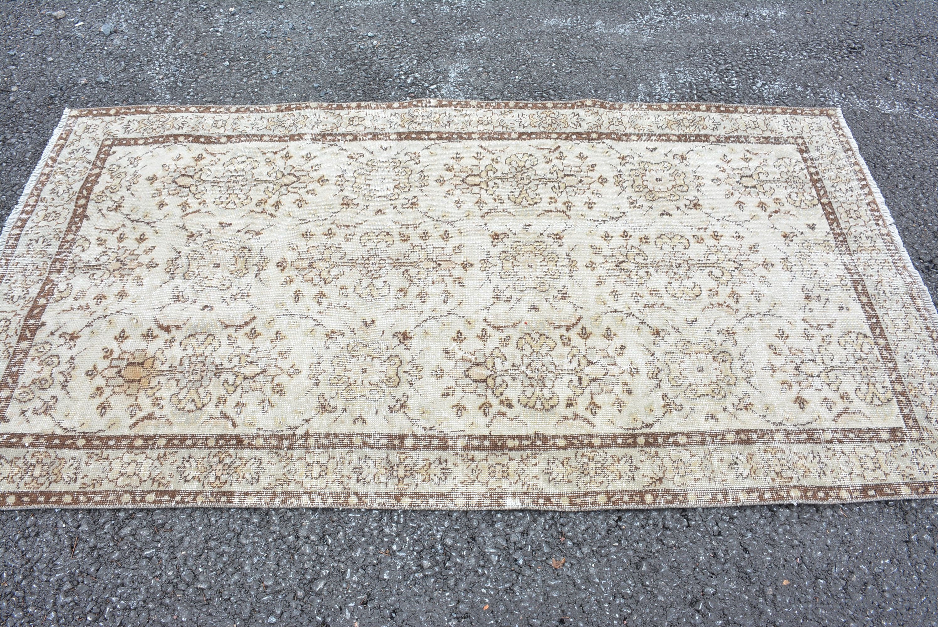 Pale Rug, Turkish Rug, Floor Rug, Vintage Rugs, Home Decor Rug, Rugs for Nursery, Oushak Rug, Vintage Handmade Rugs, 3.7x6.9 ft Area Rug