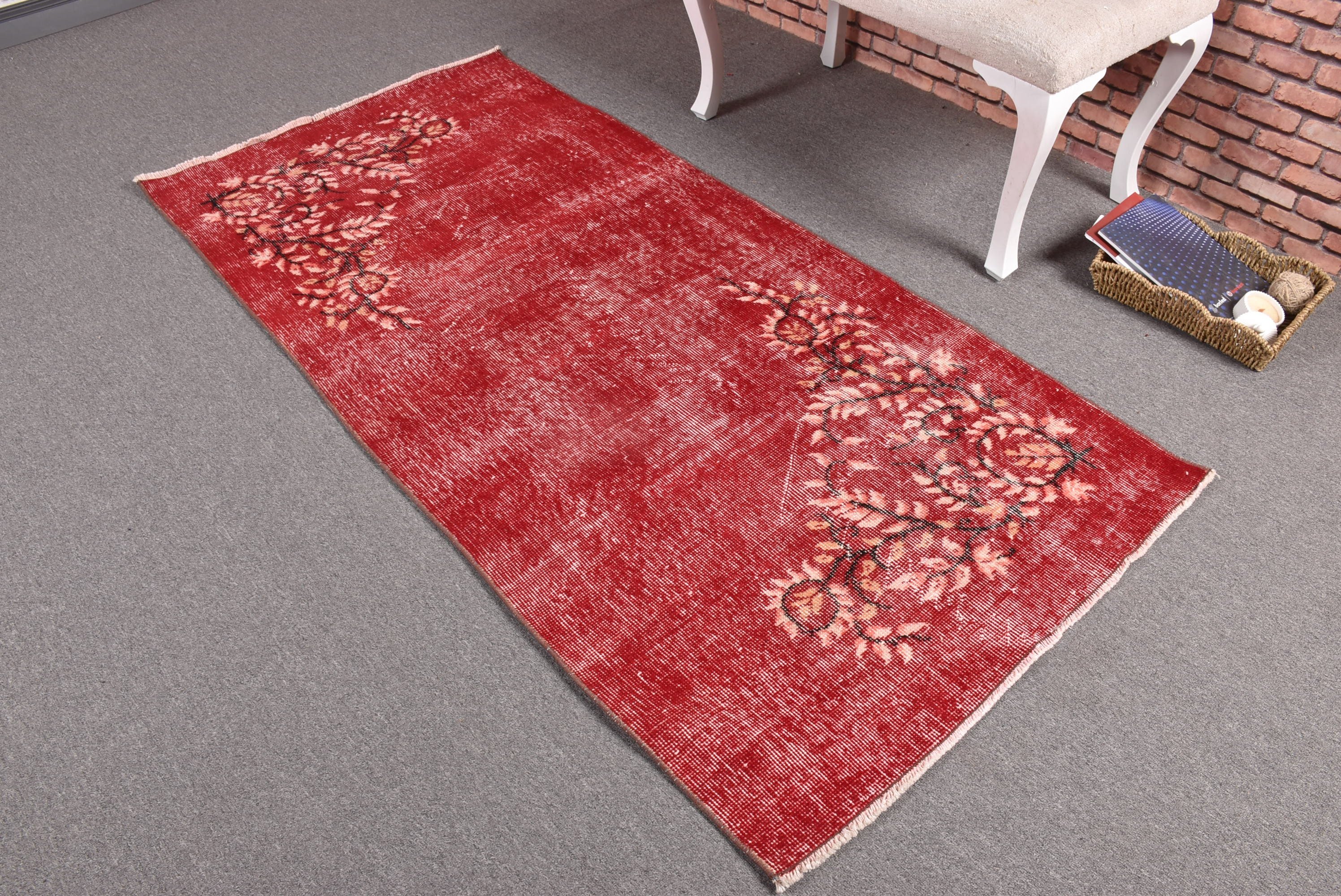 Ethnic Rug, Red Modern Rug, Turkish Rug, Vintage Rug, Decorative Rugs, Modern Rug, Oriental Rugs, Kitchen Rugs, 3.1x6.4 ft Accent Rugs