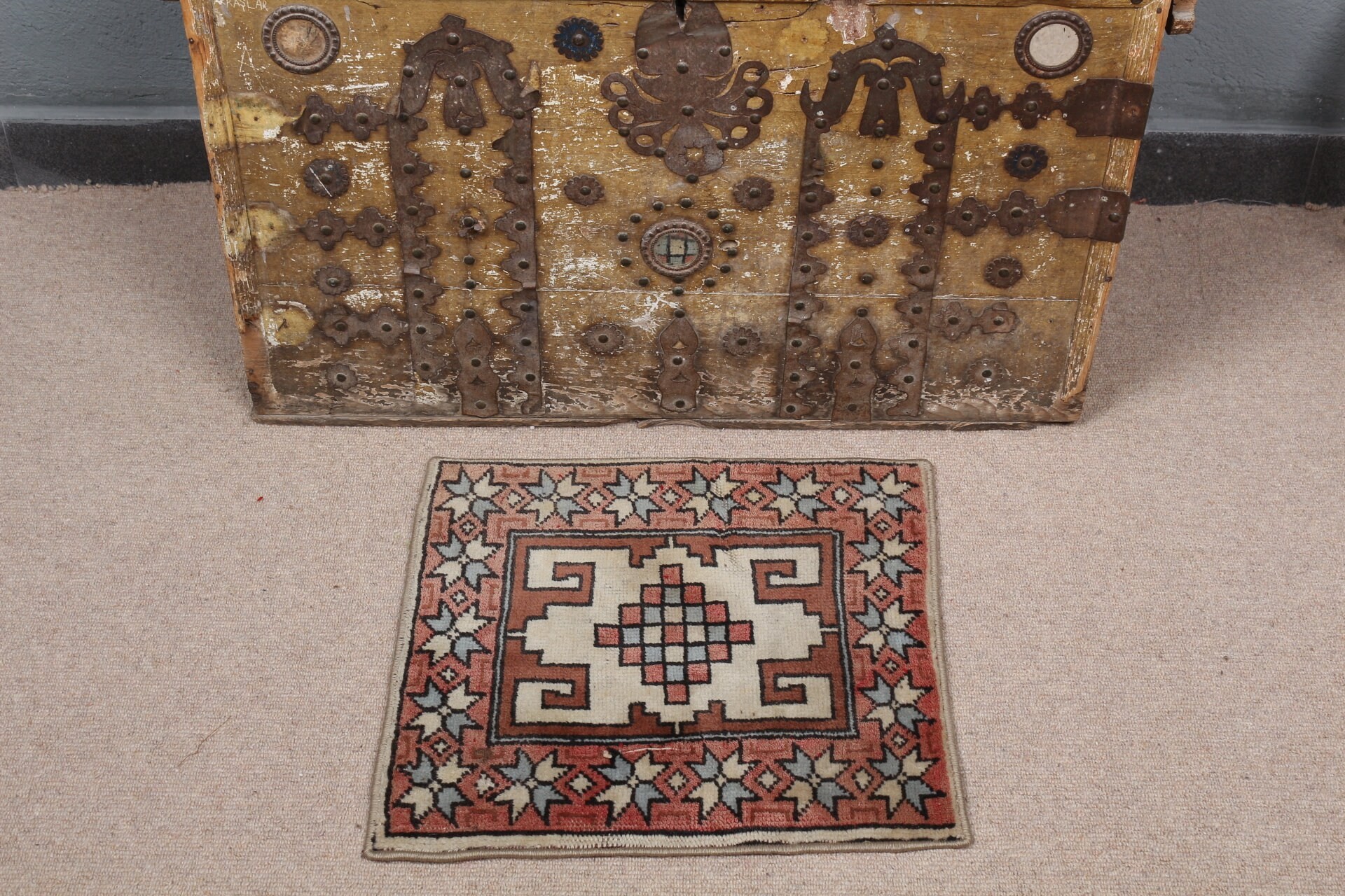 Araba Paspasları için Halılar, Türk Halısı, Yatak Odası Halısı, Kırmızı Yün Halı, Çocuk Halıları, Vintage Halılar, Oushak Halısı, 1.5x1.5 ft Küçük Halı, Antika Halı