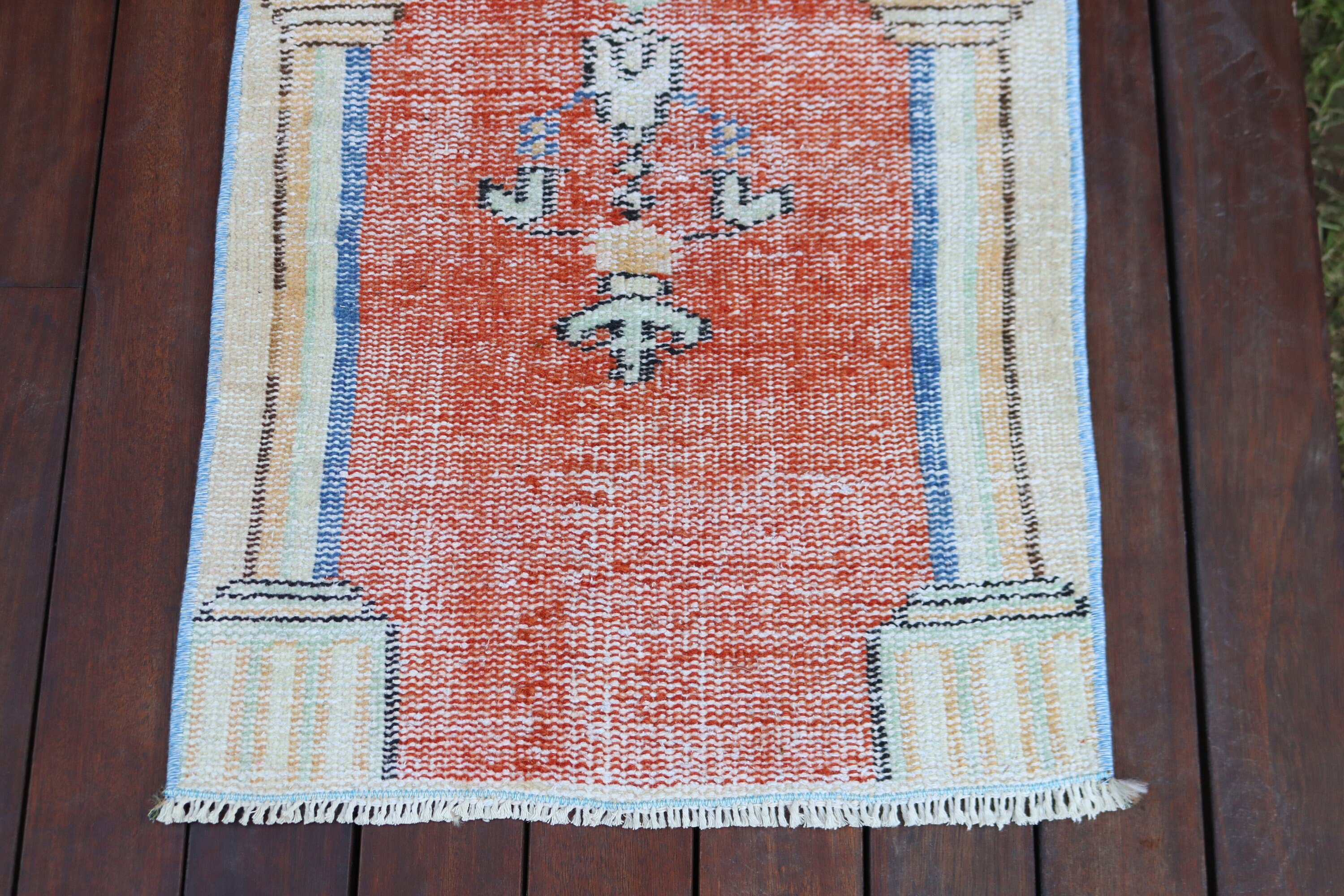 Türk Halıları, Araba Paspas Halıları, 1.7x3.4 ft Küçük Halılar, Turuncu Düz Dokuma Halı, Vintage Halılar, Nötr Halılar, Küçük Vintage Halı, Ev Dekorasyonu Halısı