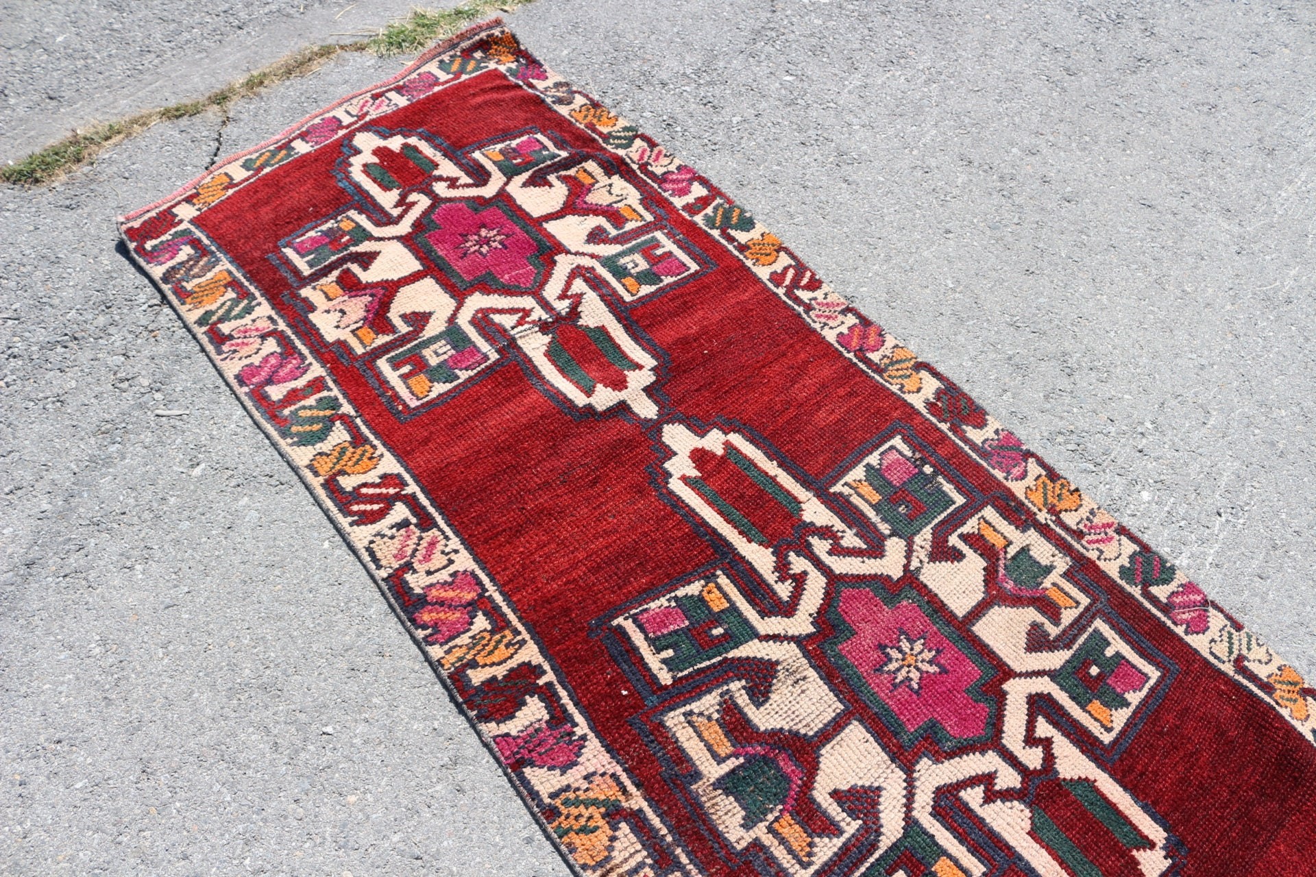 Red Antique Rugs, Hallway Rug, 3x11.4 ft Runner Rug, Kitchen Rug, Vintage Rugs, Turkish Rugs, Flatweave Rug, Wool Rug, Rugs for Corridor