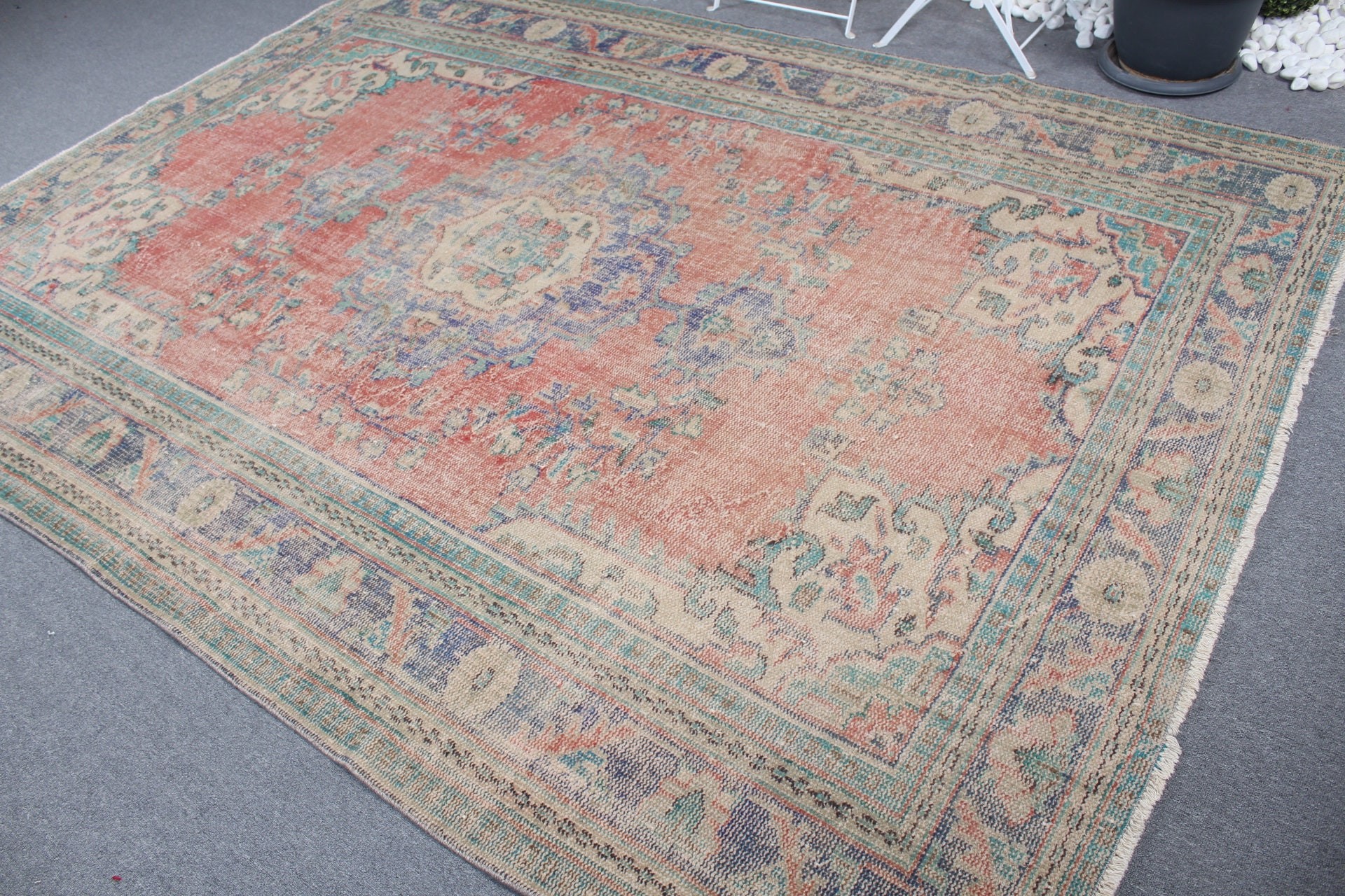 Anadolu Halısı, Mutfak Halısı, Organik Halı, Kırmızı 7.3x9.9 ft Büyük Boy Halılar, Salon Halısı, Vintage Halı, Türk Halısı, Salon Halısı