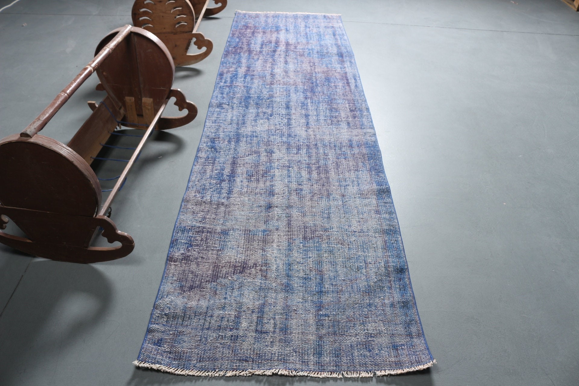 Anatolian Rugs, Kitchen Rug, Turkish Rugs, Hallway Rug, Vintage Rug, Blue Cool Rugs, Oriental Rugs, Handmade Rug, 2.9x10.5 ft Runner Rugs