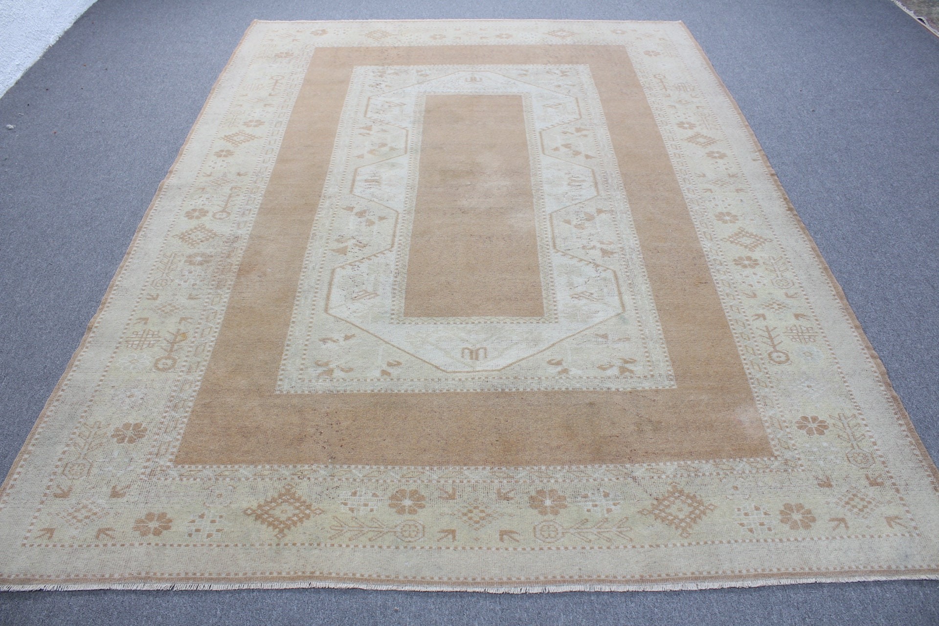 Floor Rug, Dining Room Rugs, Rugs for Dining Room, Beige Bedroom Rug, 6.6x9 ft Large Rug, Oushak Rugs, Vintage Rug, Turkish Rug, Turkey Rug