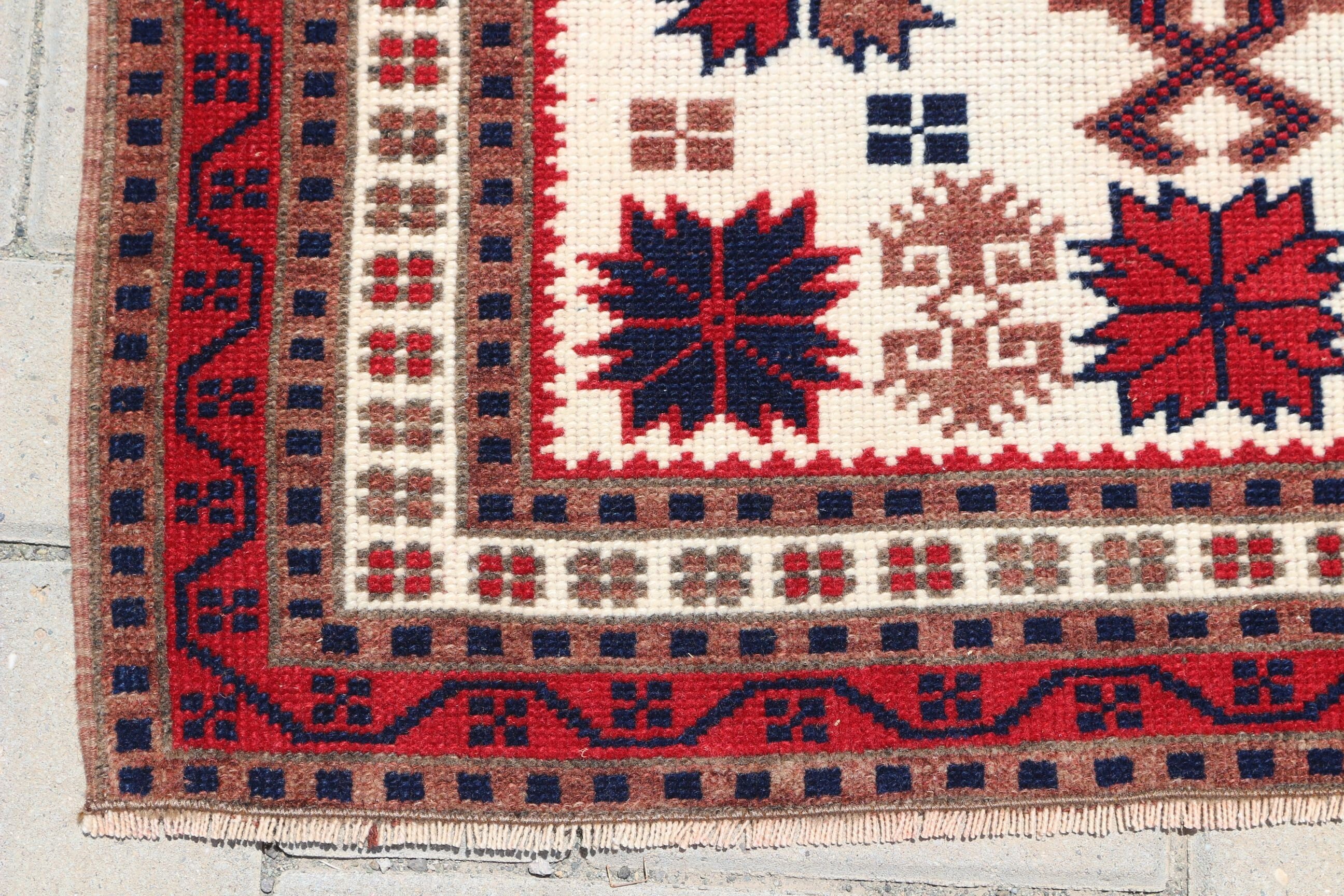 Koridor Halısı, 2.6x11.9 ft Runner Halısı, Soğuk Halı, Kırmızı Yün Halı, Türk Halıları, Runner Halıları, El Yapımı Halılar, Vintage Halı