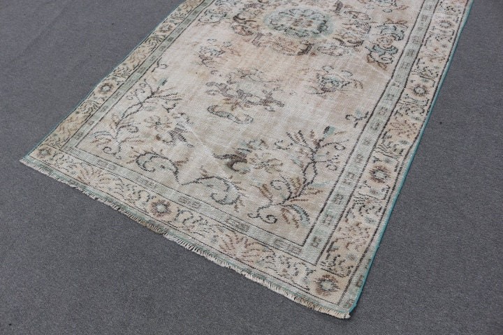 Vintage Rugs, Turkish Rug, Beige Floor Rug, Dining Room Rug, Salon Rug, Moroccan Rugs, 4.9x8.7 ft Large Rug, Home Decor Rugs, Custom Rug