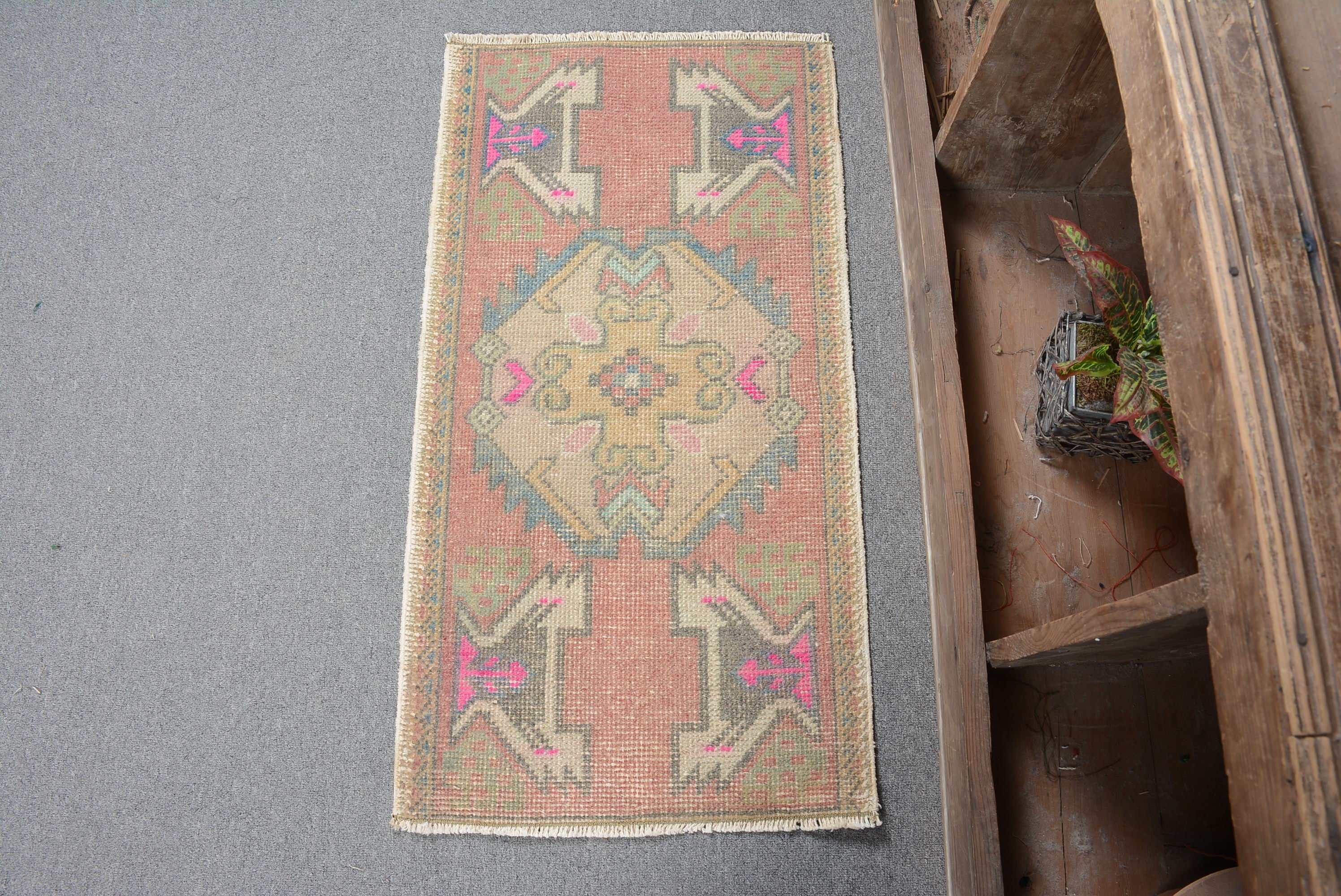 Anatolian Rug, 1.6x3.1 ft Small Rug, Vintage Rugs, Red Antique Rug, Turkish Rug, Rugs for Bath, Bathroom Rug, Nursery Rug, Oriental Rug