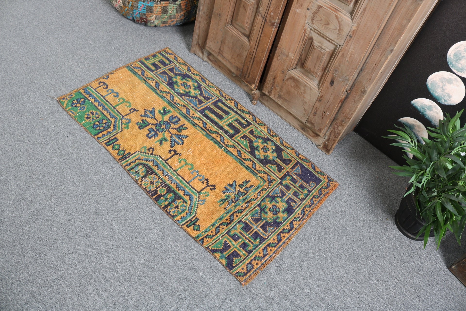 Tribal Rug, Bath Rugs, Yellow Kitchen Rugs, Modern Rugs, Turkish Rugs, Moroccan Rugs, Vintage Rug, 2x3.5 ft Small Rugs, Wall Hanging Rugs