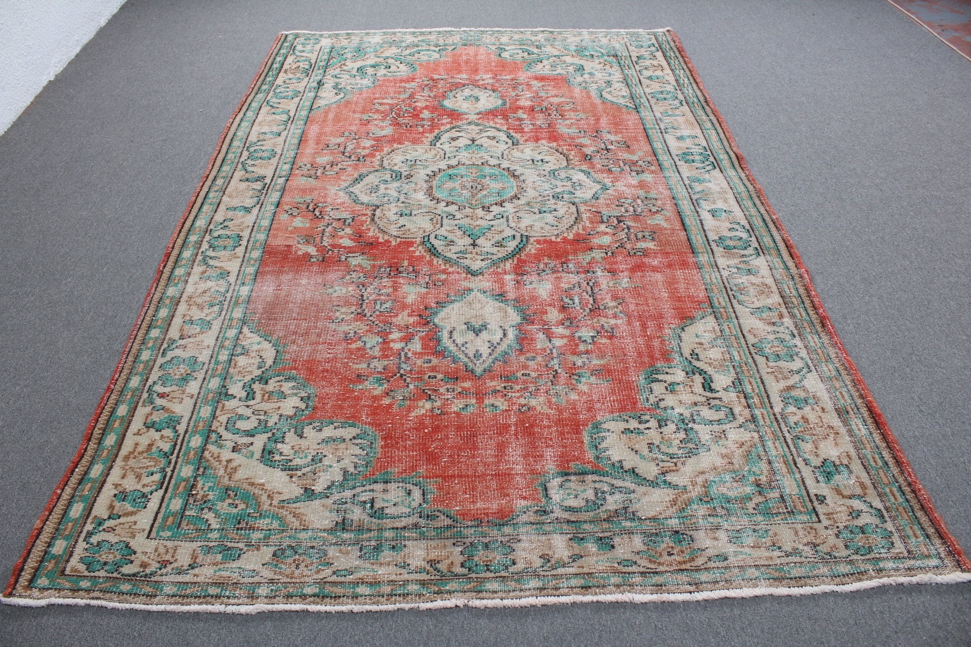 Türk Halısı, Yemek Odası Halısı, Vintage Halı, 6x9.4 ft Büyük Halı, Kırmızı Fas Halısı, Yatak Odası Halıları, Ev Dekor Halısı, Havalı Halı, Salon Halısı