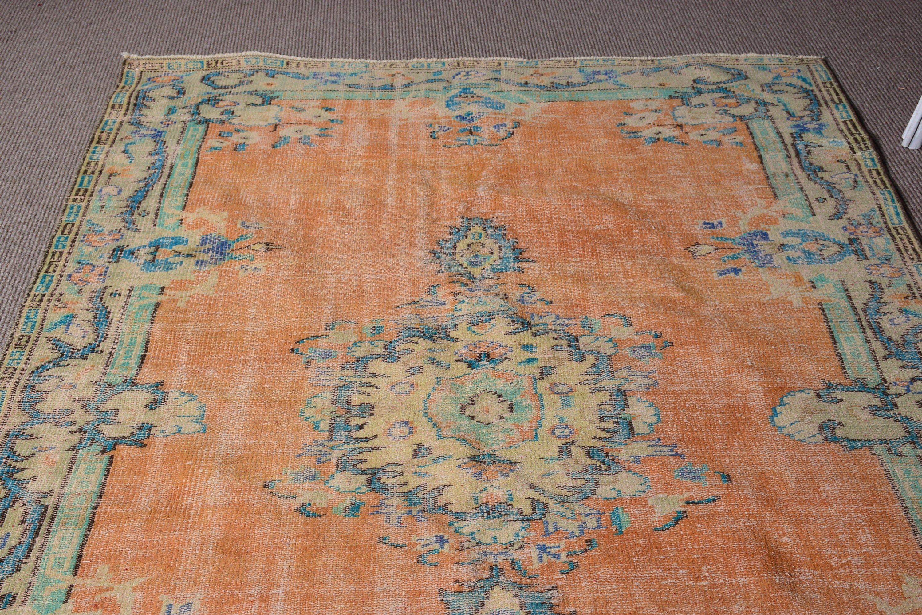 Kitchen Rugs, Handwoven Rug, Old Rug, Orange Bedroom Rug, Antique Rugs, Turkish Rug, Rugs for Nursery, 5.2x7.6 ft Area Rug, Vintage Rug