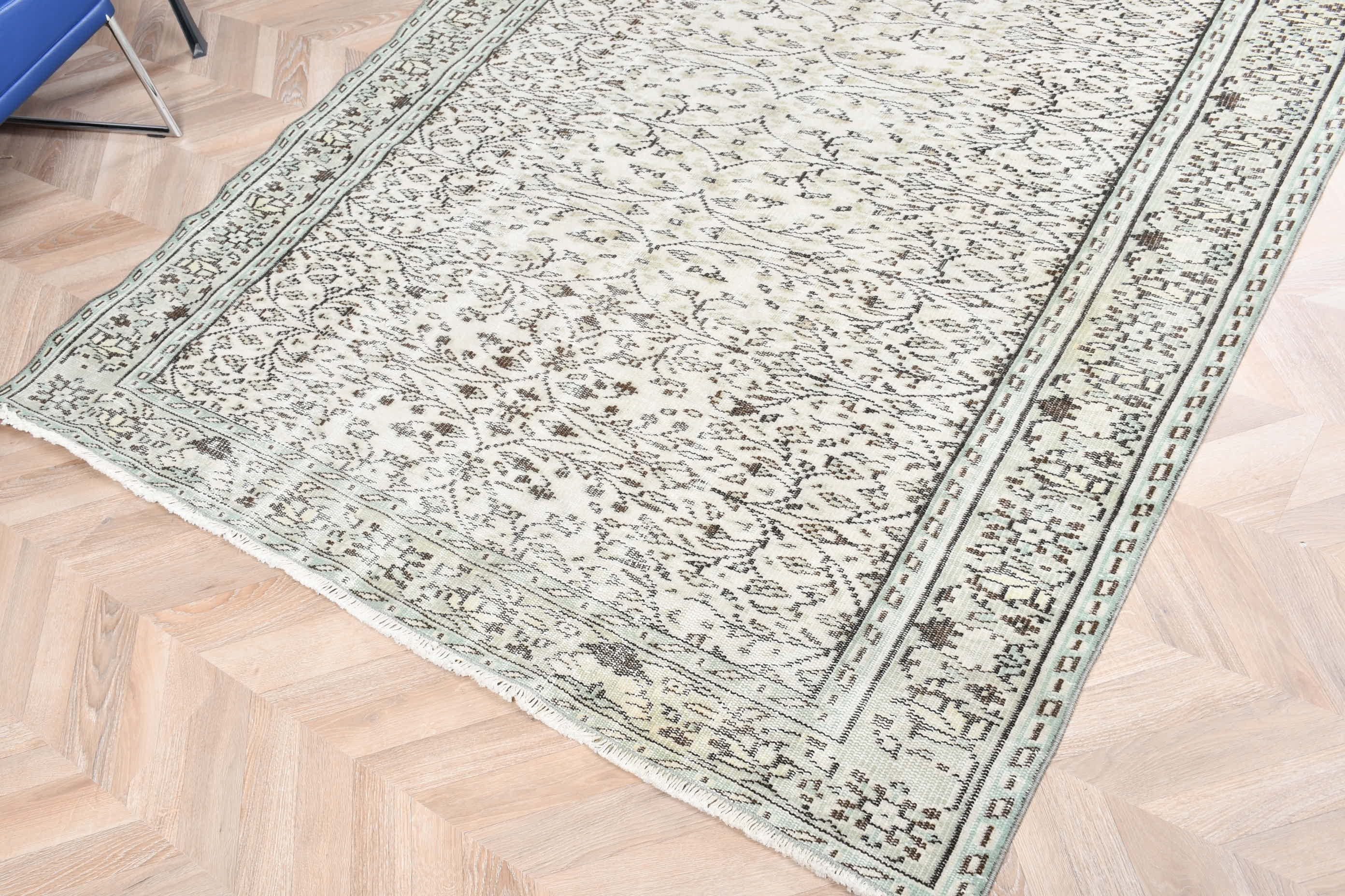 Yeşil 5.6x8.6 ft Büyük Halılar, Yatak Odası Halısı, Salon Halısı, Yün Halıları, Türk Halısı, Vintage Halılar, Yatak Odası Halıları, Tasarımcı Halısı