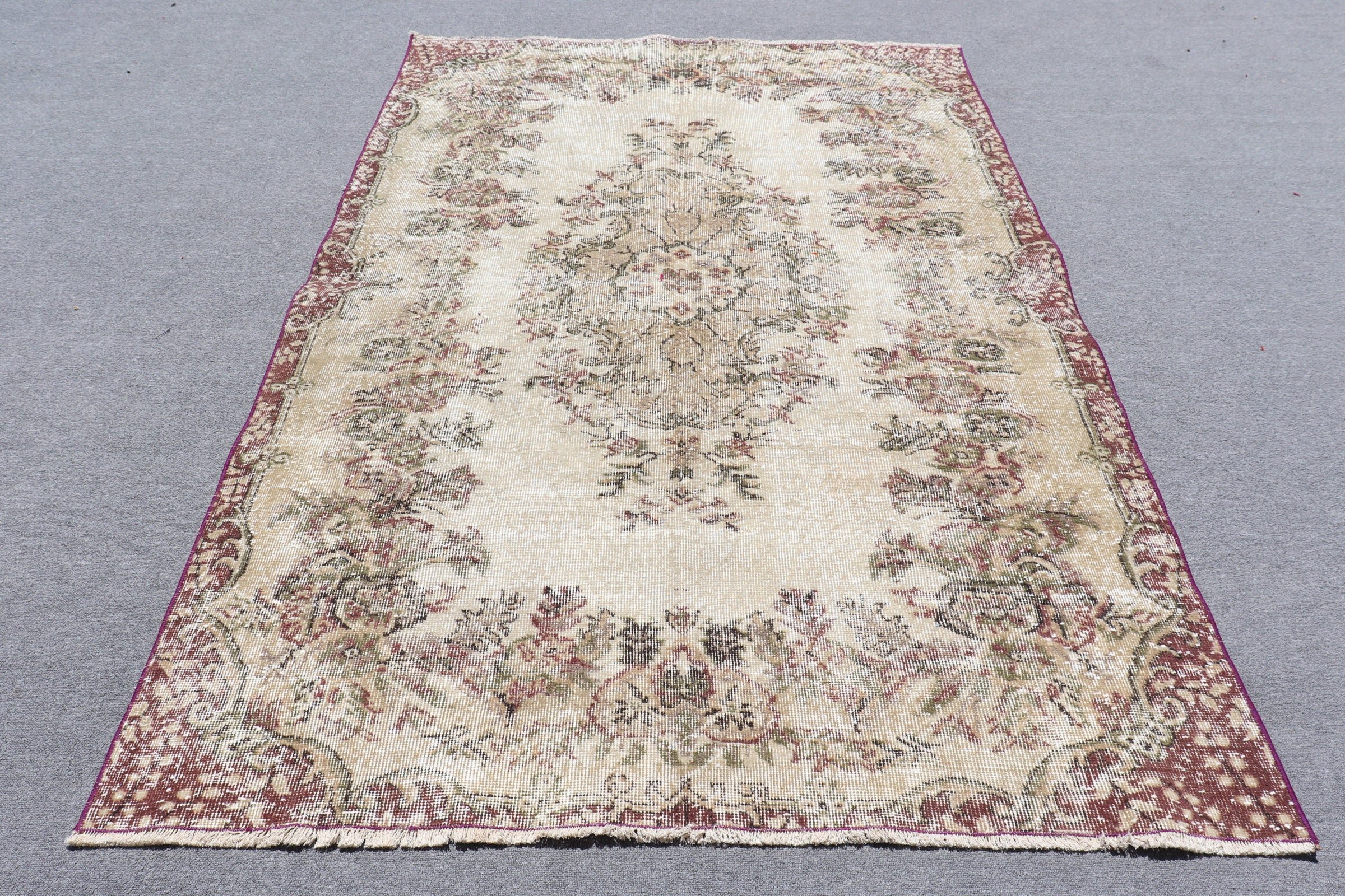 Living Room Rug, Oushak Rug, Turkish Rugs, Rugs for Salon, Vintage Rug, Salon Rug, Home Decor Rug, 5.2x7.9 ft Large Rug, Brown Cool Rug