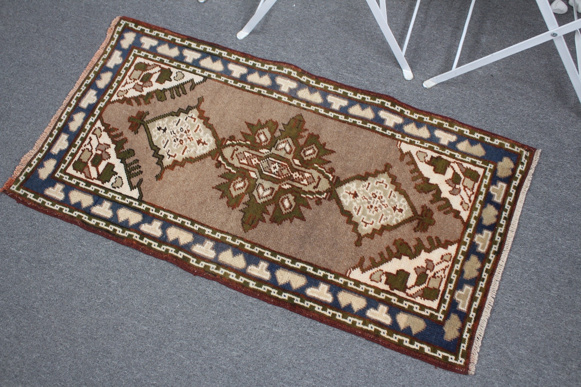 Floor Rug, Vintage Rugs, Cool Rugs, Rugs for Bath, 1.9x3.5 ft Small Rug, Brown Home Decor Rugs, Entry Rug, Turkish Rugs, Bedroom Rug