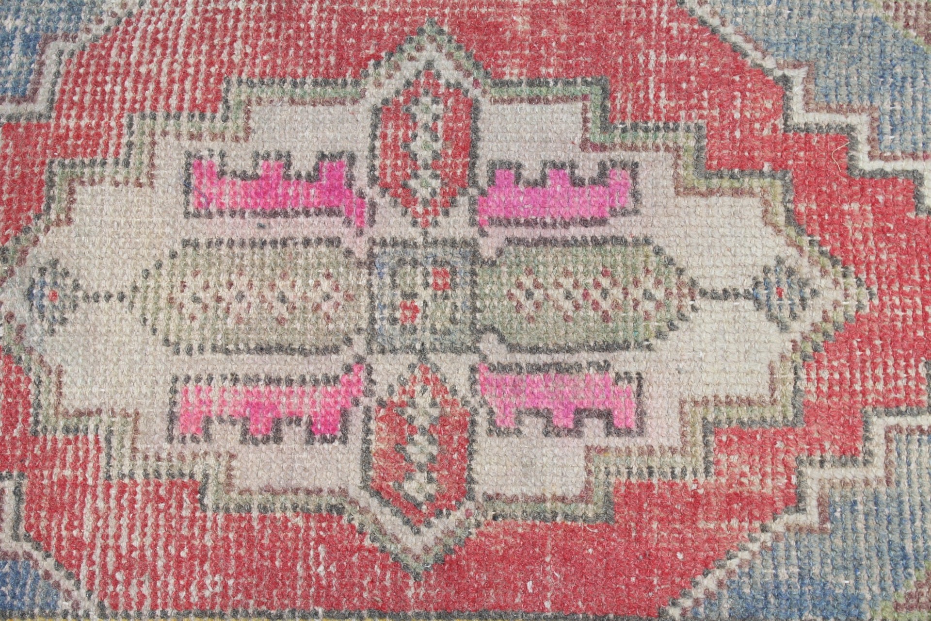 Kırmızı 1.5x2.9 ft Küçük Halı, Banyo Halıları, Vintage Halı, Türk Halısı, Duvara Asılı Halı, Giriş Halısı, Yatak Odası Halısı