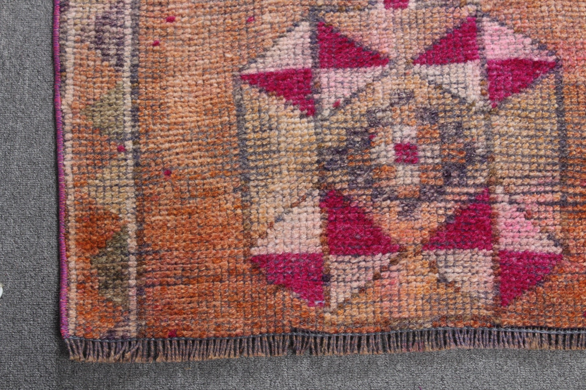 Rugs for Door Mat, Turkish Rug, Orange  2.2x5 ft Small Rugs, Kitchen Rugs, Nomadic Rug, Vintage Rugs, Entry Rug