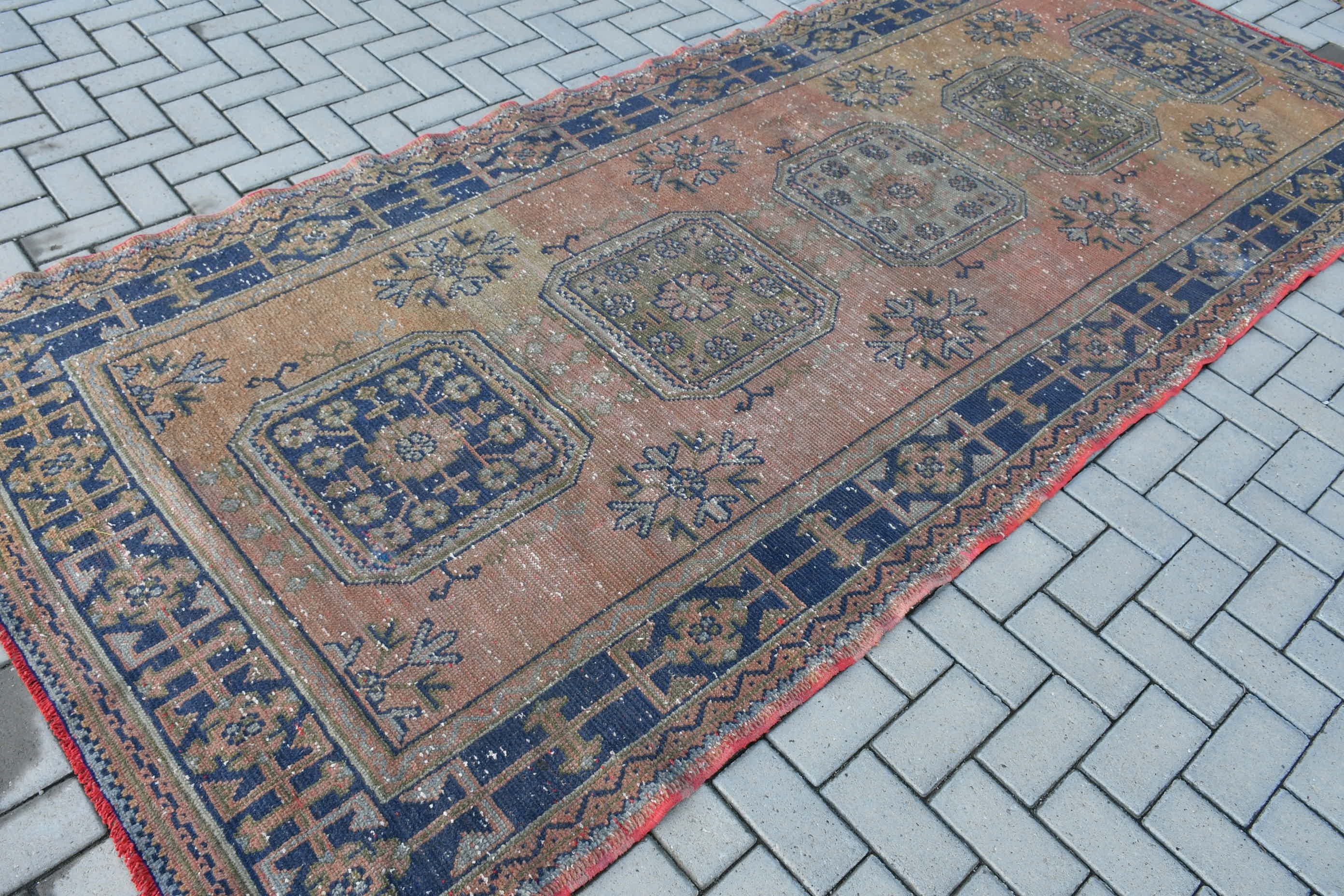 Blue Anatolian Rug, Turkish Rugs, Oushak Rug, Bedroom Rugs, Vintage Rug, 4.9x11.4 ft Large Rug, Old Rug, Dining Room Rug