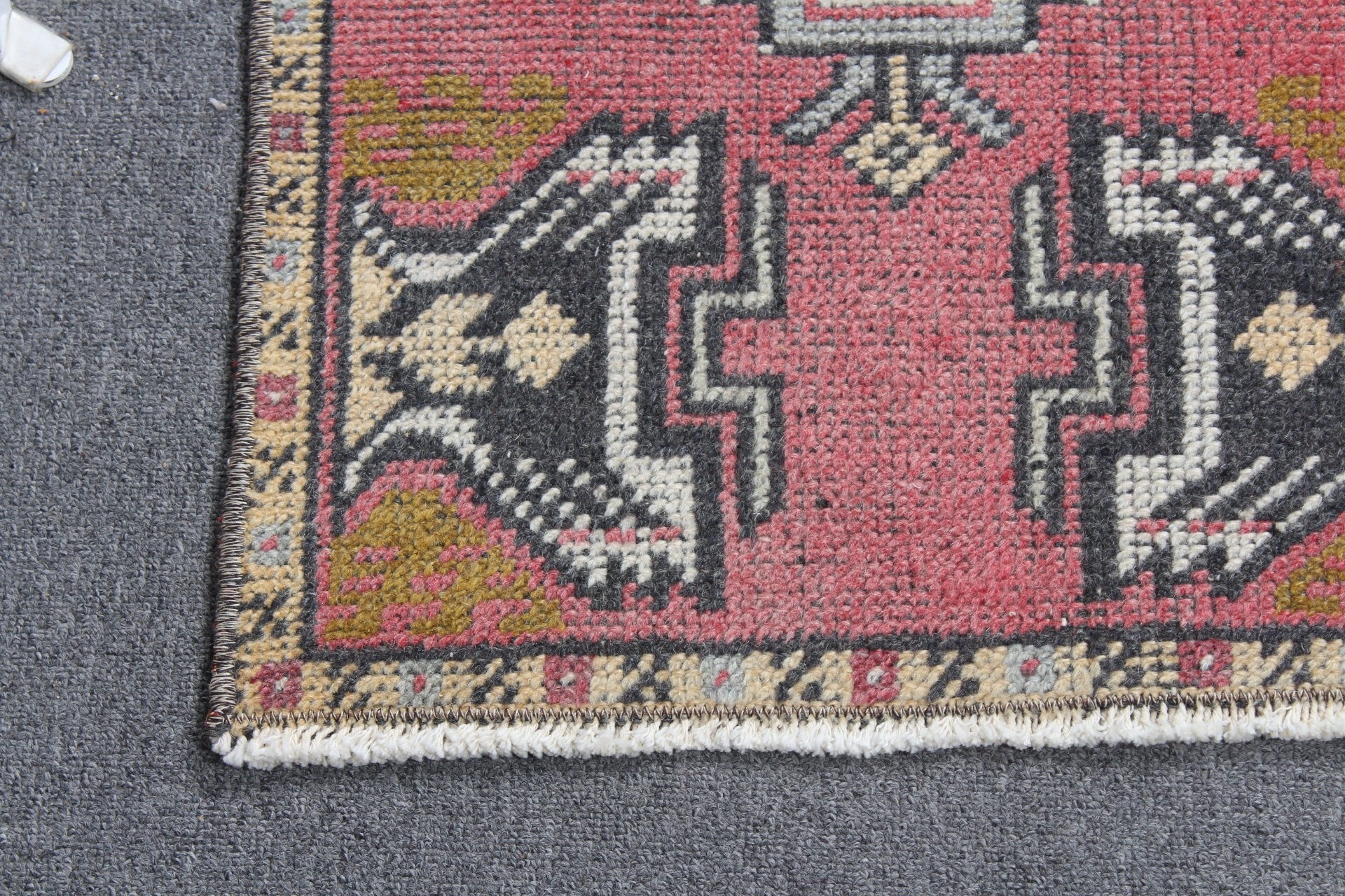 Door Mat Rug, Turkish Rugs, Rugs for Bathroom, Cool Rug, Kitchen Rug, 1.5x2.8 ft Small Rug, Pink Antique Rug, Vintage Rug, Bedroom Rug