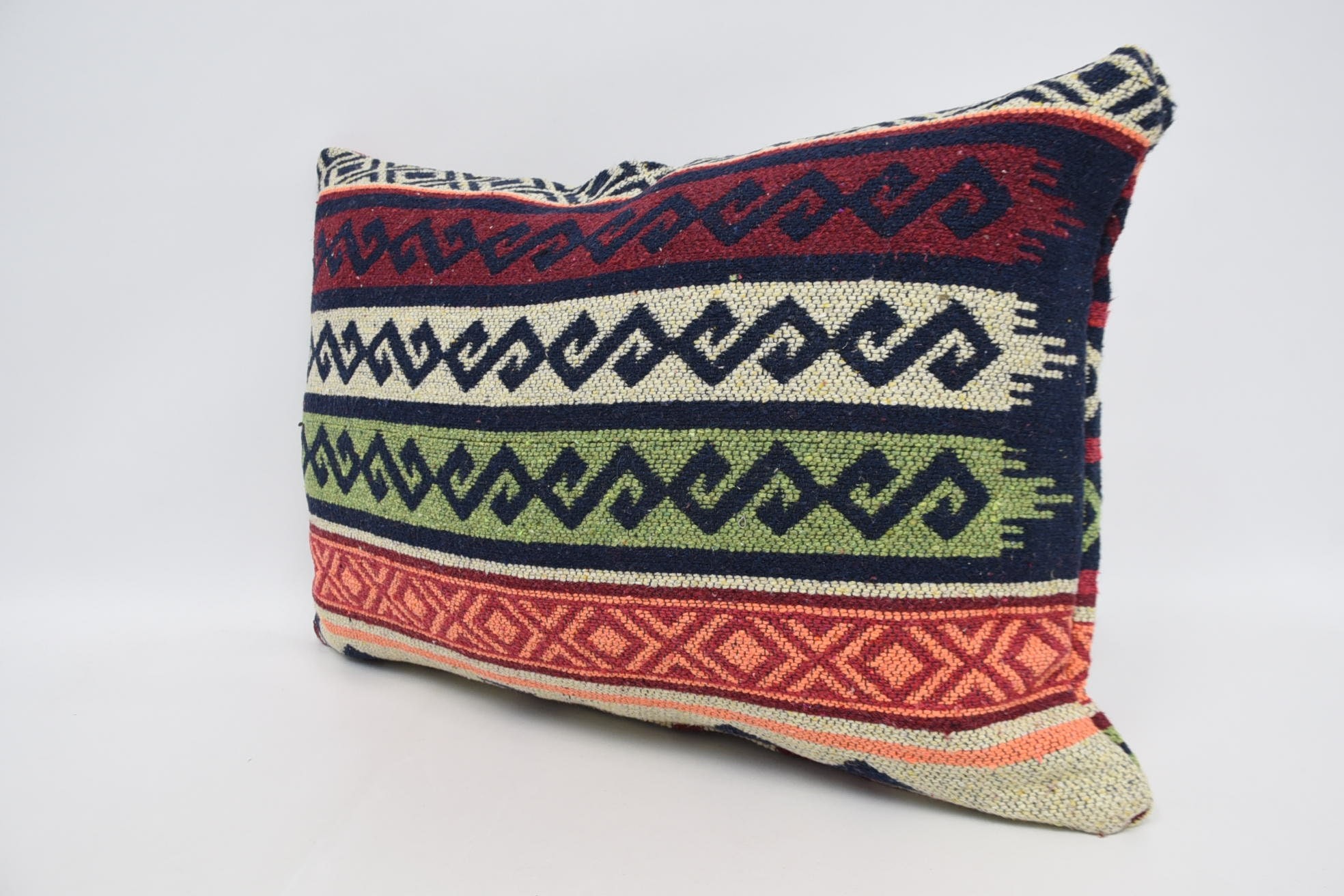 16"x24" Red Cushion Cover, Throw Kilim Pillow, Kilim Cushion Sham, Vintage Kilim Pillow, Office Chair Pillow Cover
