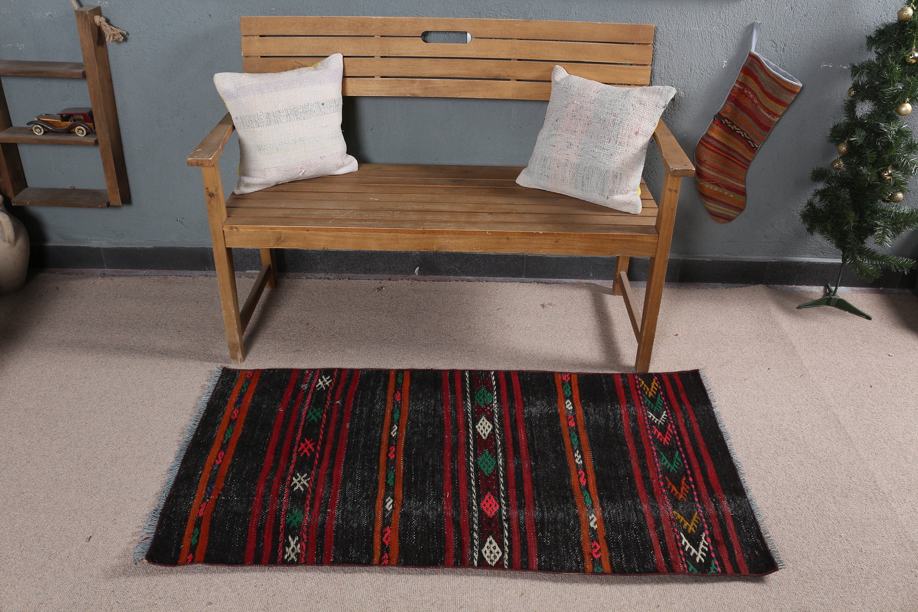 Çocuk Halısı, Kilim, 2.4x4.5 ft Küçük Halı, Türk Halıları, Antika Halı, Araba Paspas Halıları, Siyah Yer Halısı, Vintage Halılar, Sessiz Halı