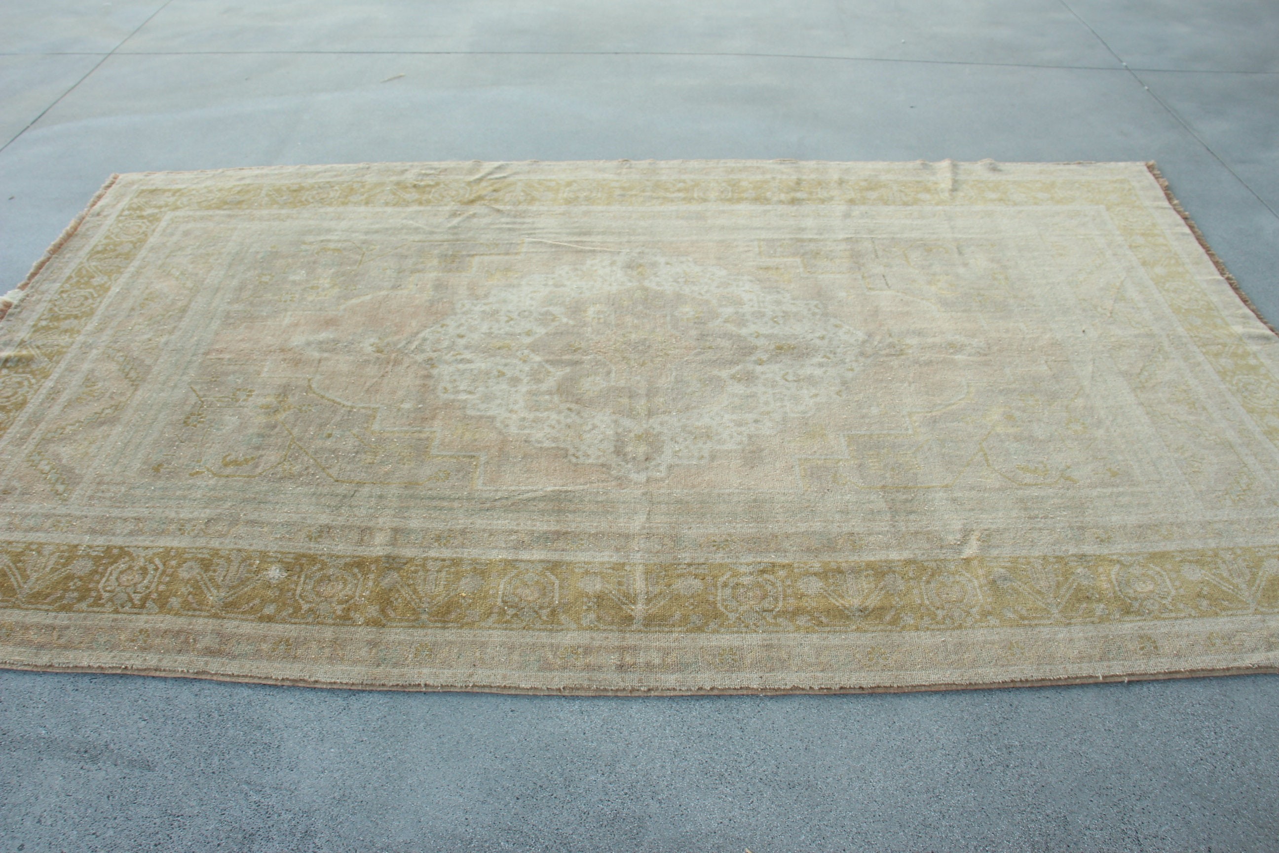 Vintage Halı, 5.9x9.8 ft Büyük Halılar, Bej Anadolu Halıları, Salon Halısı, Boho Halısı, Oturma Odası Halısı, Açıklama Halıları, Geometrik Halı, Türk Halısı