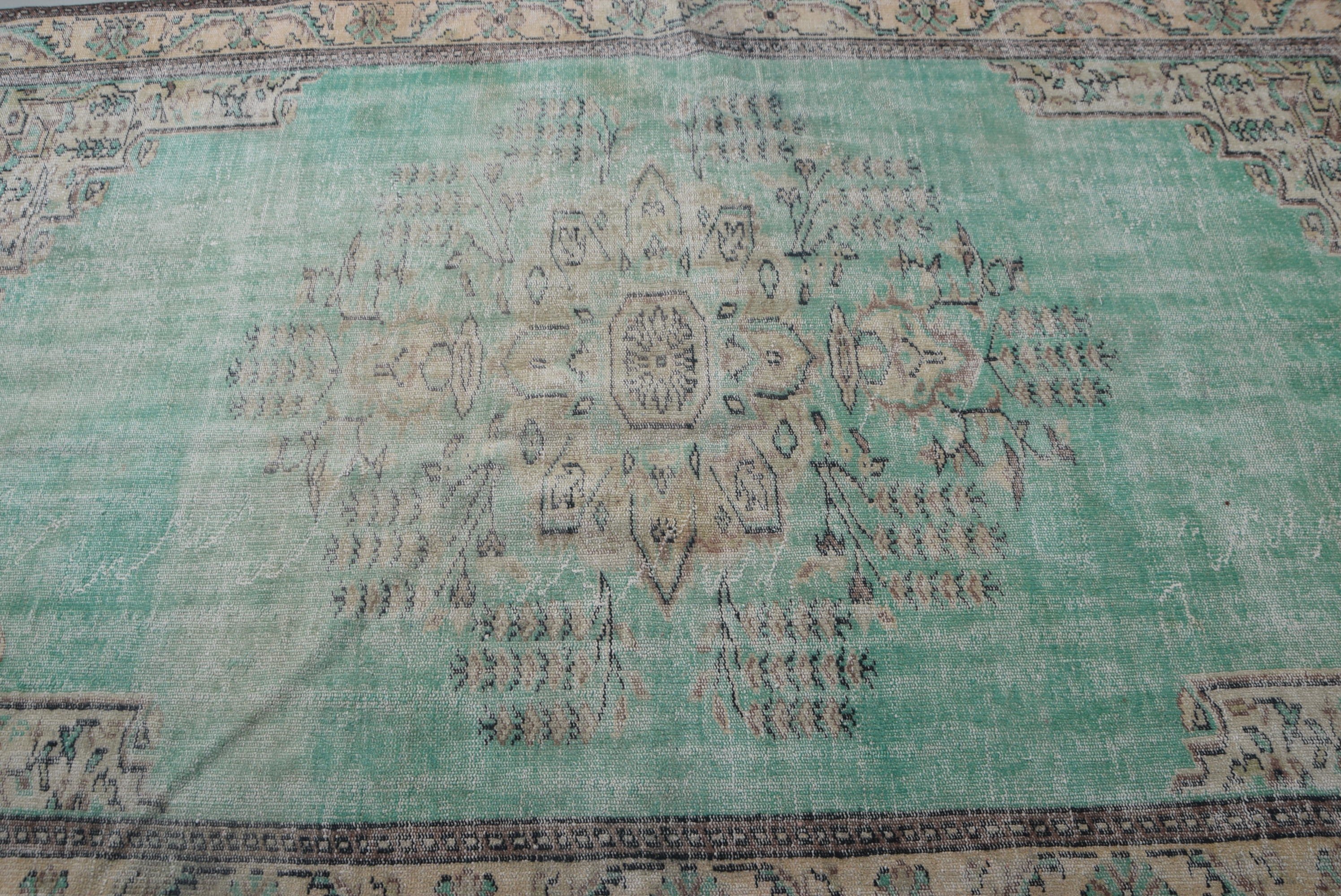 Living Room Rug, Oushak Rugs, Bedroom Rugs, 5.7x9.1 ft Large Rugs, Turkish Rugs, Green Oushak Rug, Art Rug, Rugs for Salon, Vintage Rug