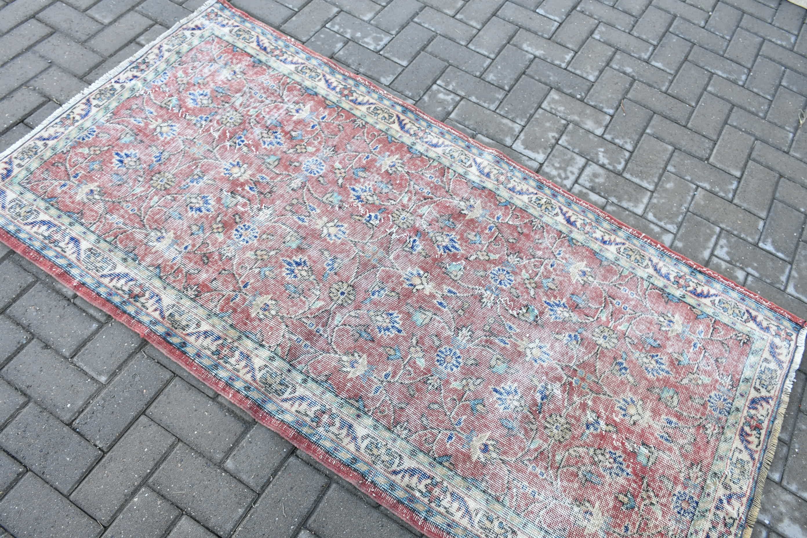 Mutfak Halıları, Mutfak Halısı, Kırmızı Oushak Halısı, Yatak Odası Halısı, Vintage Halılar, Türk Halısı, Sevimli Halı, 3,2x6,3 ft Accent Halılar