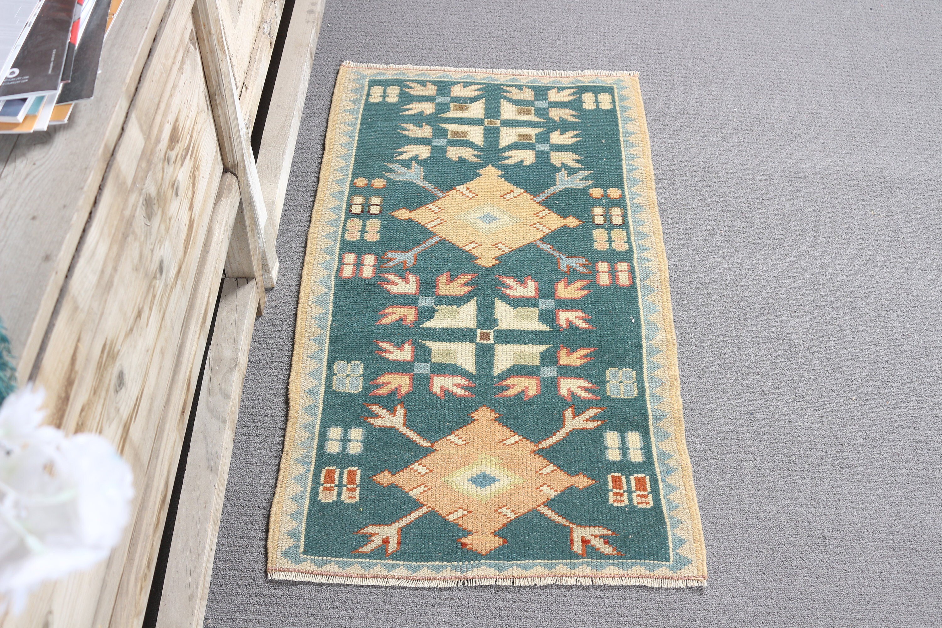 Turkish Rug, Nursery Rug, Bath Rug, 1.8x3.1 ft Small Rugs, Green Home Decor Rugs, Custom Rugs, Vintage Rug, Home Decor Rug, Bedroom Rugs