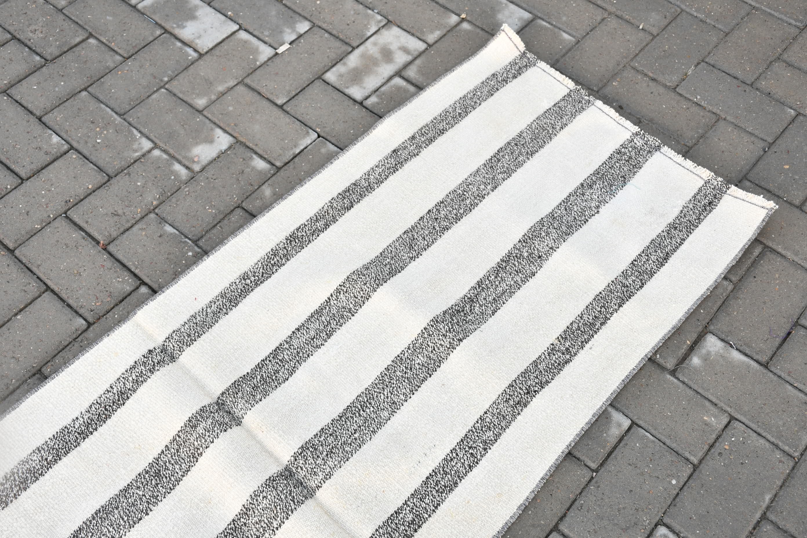 Turkish Rugs, Vintage Rug, Bedroom Rug, Kitchen Rugs, Stair Rugs, White Wool Rug, Corridor Rug, Retro Rugs, Kilim, 2.1x5.7 ft Runner Rug