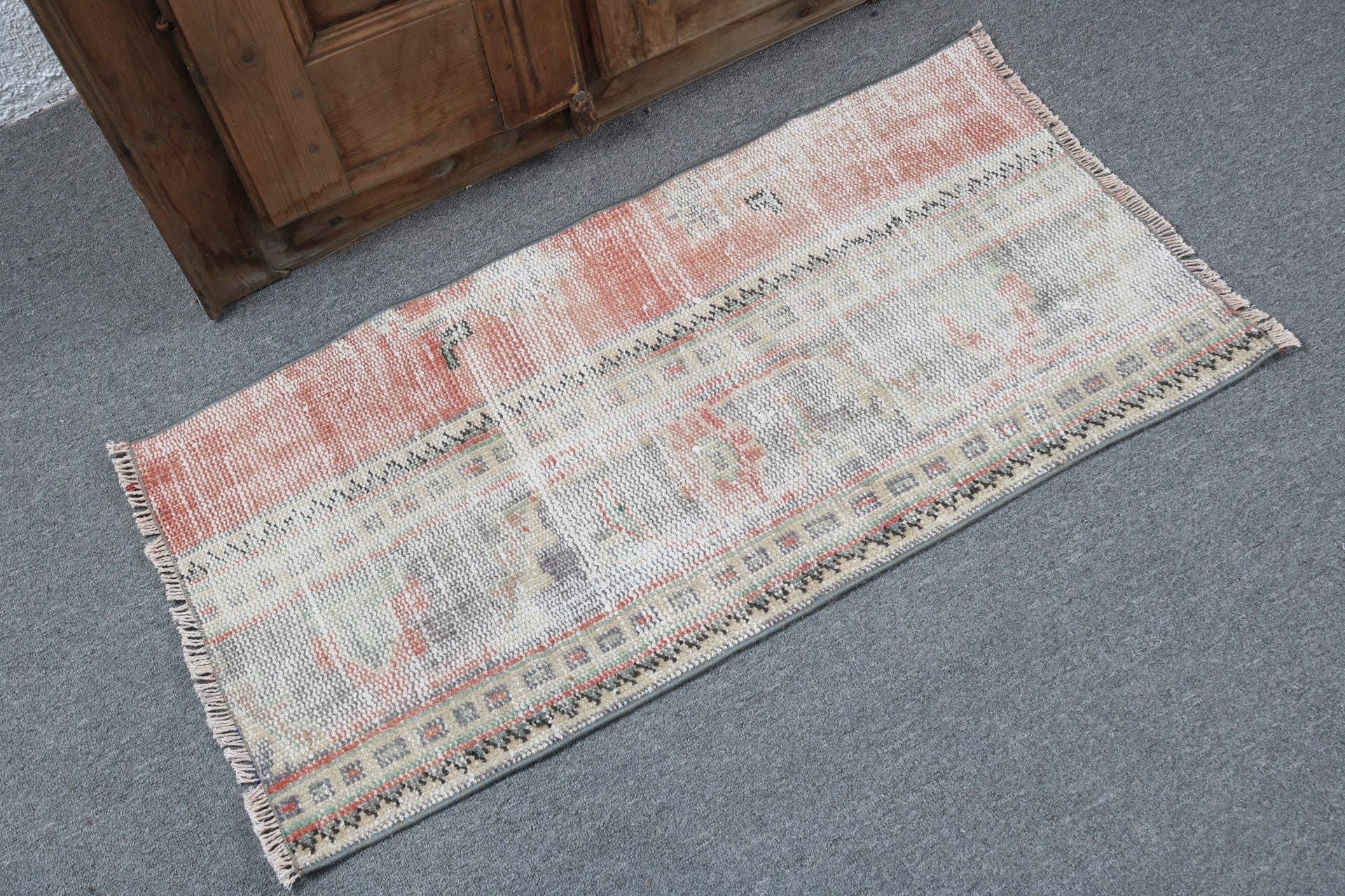 Anatolian Rugs, Orange Modern Rug, Kitchen Rugs, 1.6x3.2 ft Small Rugs, Turkish Rug, Small Vintage Rug, Entry Rugs, Boho Rugs, Vintage Rugs