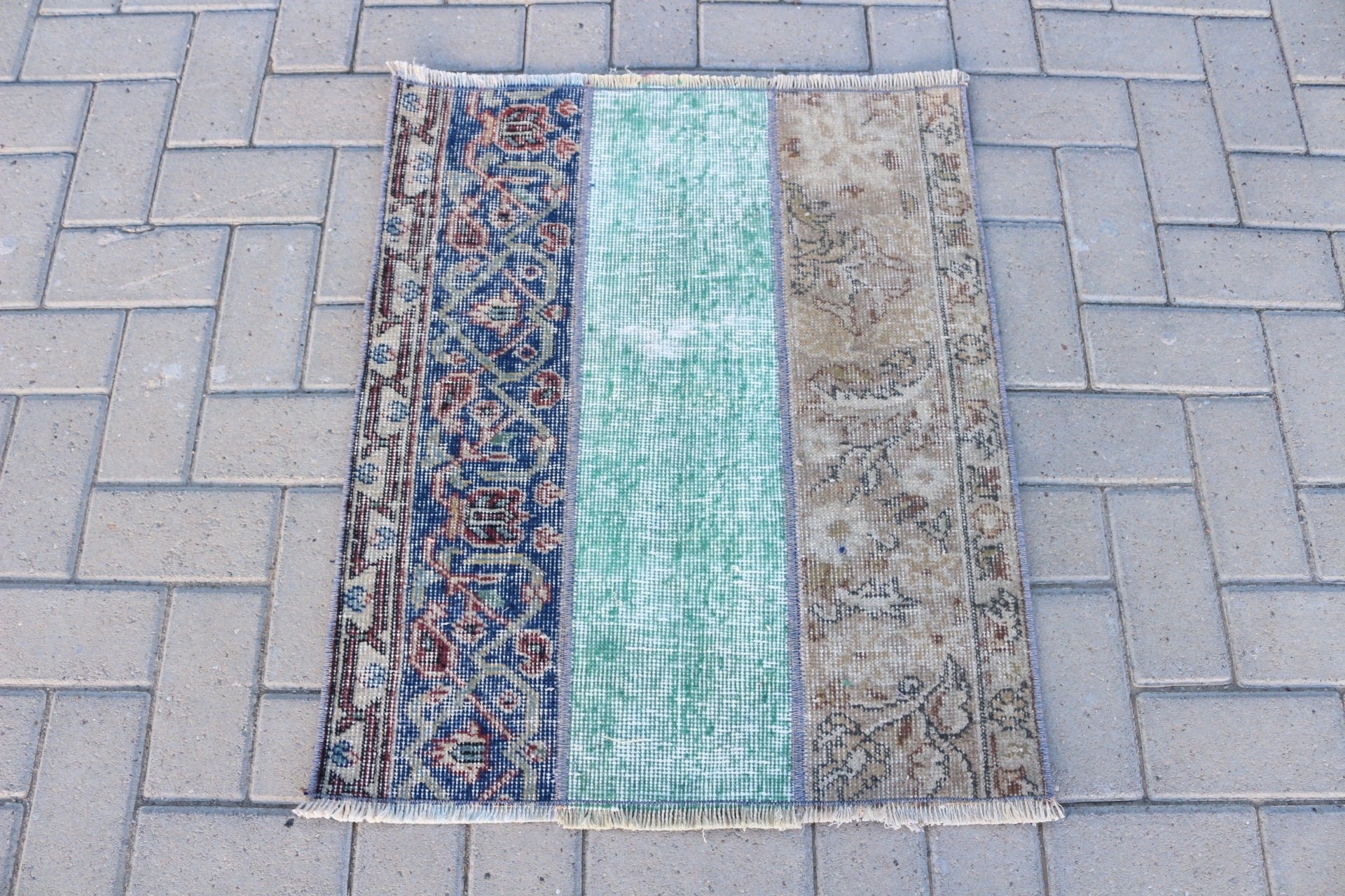 Havalı Halılar, Kapı Paspasları için Halılar, Vintage Halılar, Türk Halısı, Mavi 2,2x2,6 ft Küçük Halı, Giriş Halısı, Duvara Asılı Halılar, Oushak Halısı