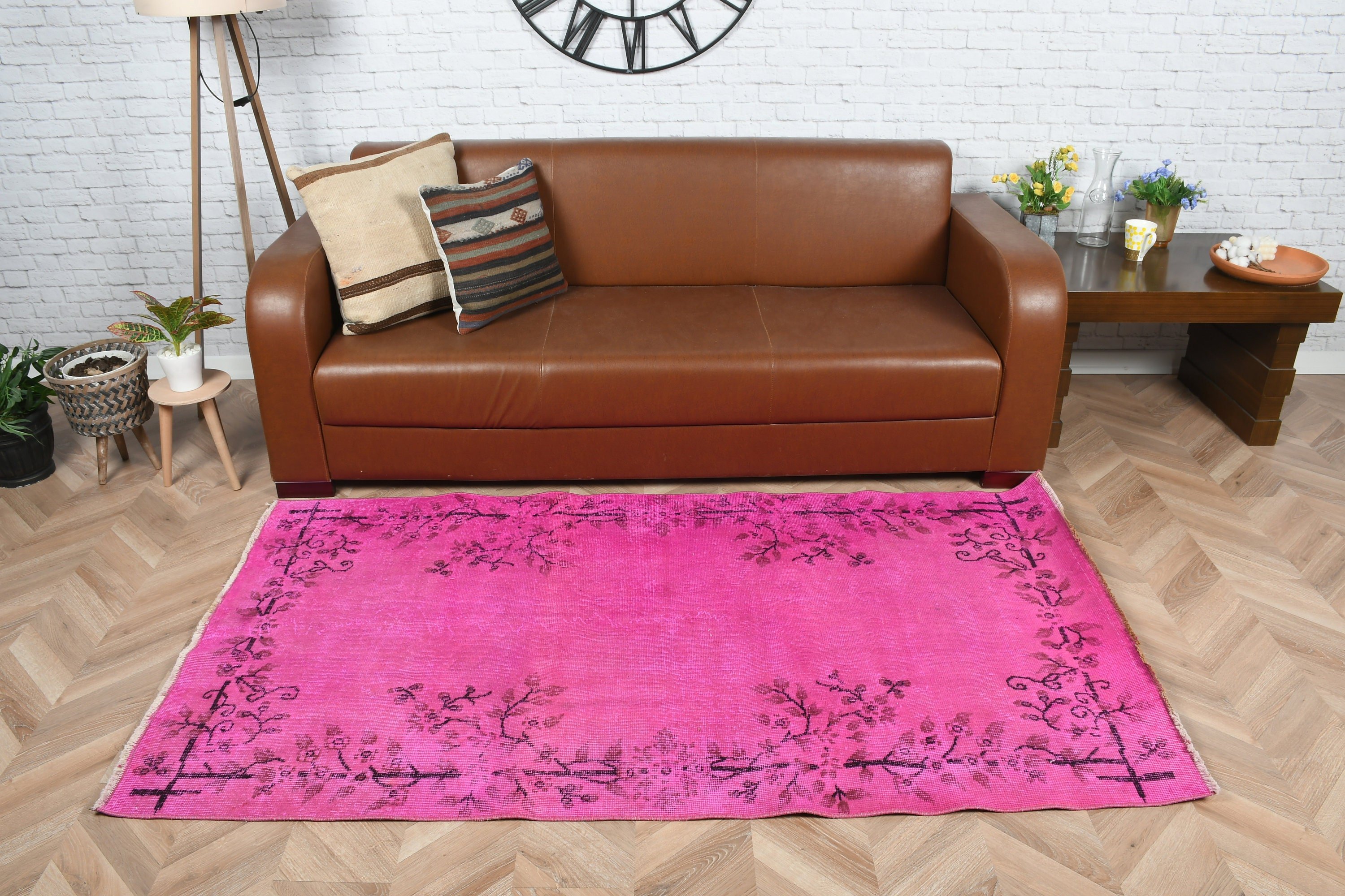 Pink Floor Rug, Vintage Rug, Bedroom Rug, 3.6x6.3 ft Accent Rugs, Abstract Rug, Home Decor Rug, Turkish Rugs, Nursery Rug