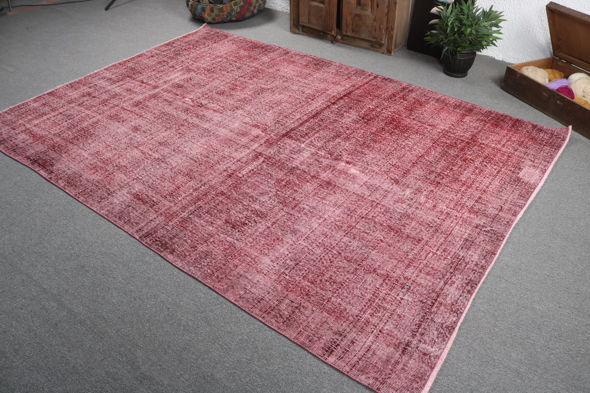 Vintage Rug, Red Home Decor Rugs, Large Vintage Rugs, Turkish Rugs, Kitchen Rug, 6.4x9 ft Large Rug, Anatolian Rugs, Bedroom Rugs, Boho Rug