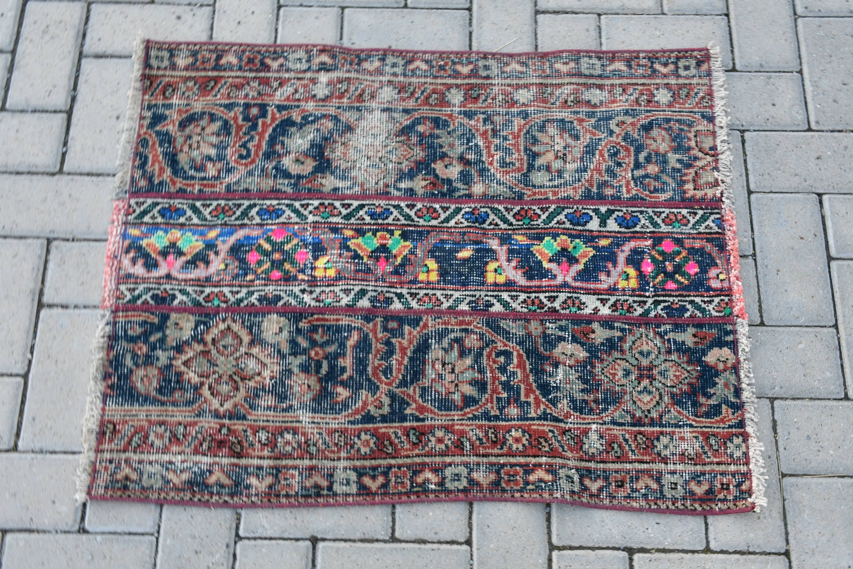 2.3x2.8 ft Small Rug, Oushak Rug, Rugs for Entry, Blue Wool Rugs, Bath Rug, Bedroom Rug, Oriental Rugs, Vintage Rug, Turkish Rug, Dorm Rug