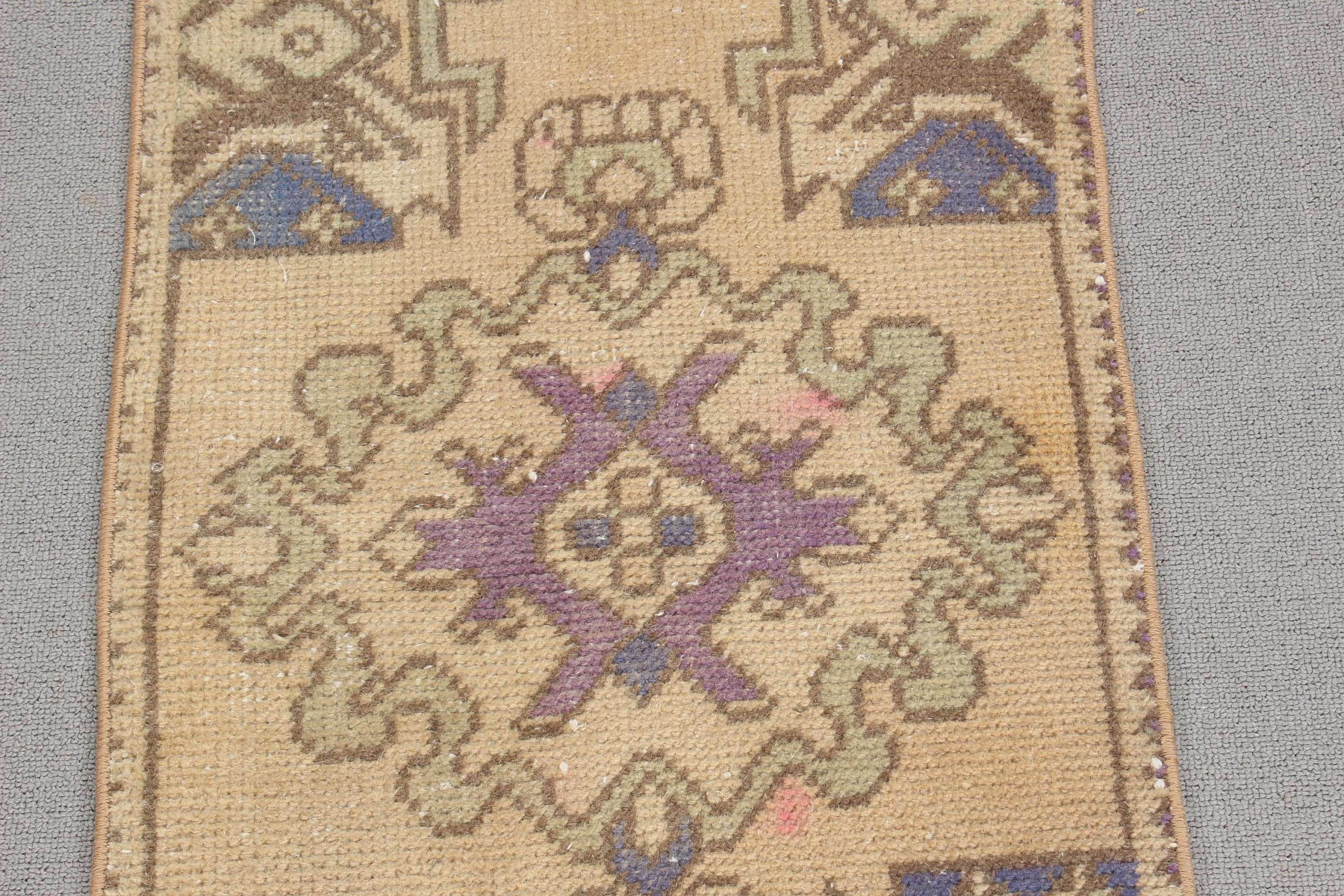 Boho Halı, Vintage Halılar, Bej Geometrik Halılar, Türk Halısı, Çocuk Halısı, Yün Halı, Antika Halı, 1.5x2.6 ft Küçük Halılar, Paspas Halısı