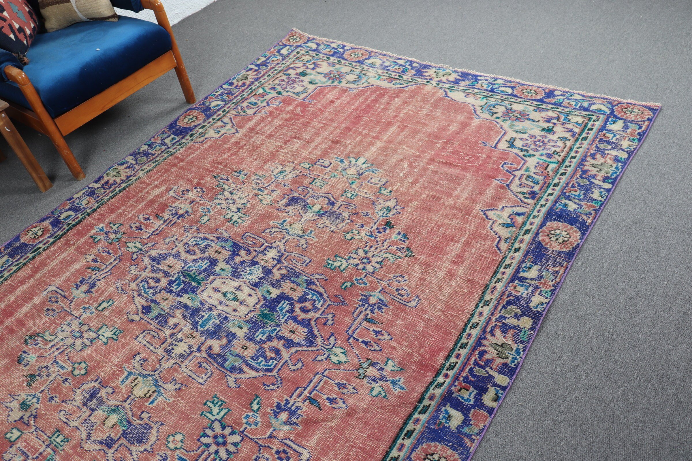Living Room Rug, Turkish Rugs, Oriental Rug, 6.1x10.2 ft Large Rugs, Salon Rug, Ethnic Rug, Vintage Rugs, Kitchen Rug, Orange Bedroom Rugs