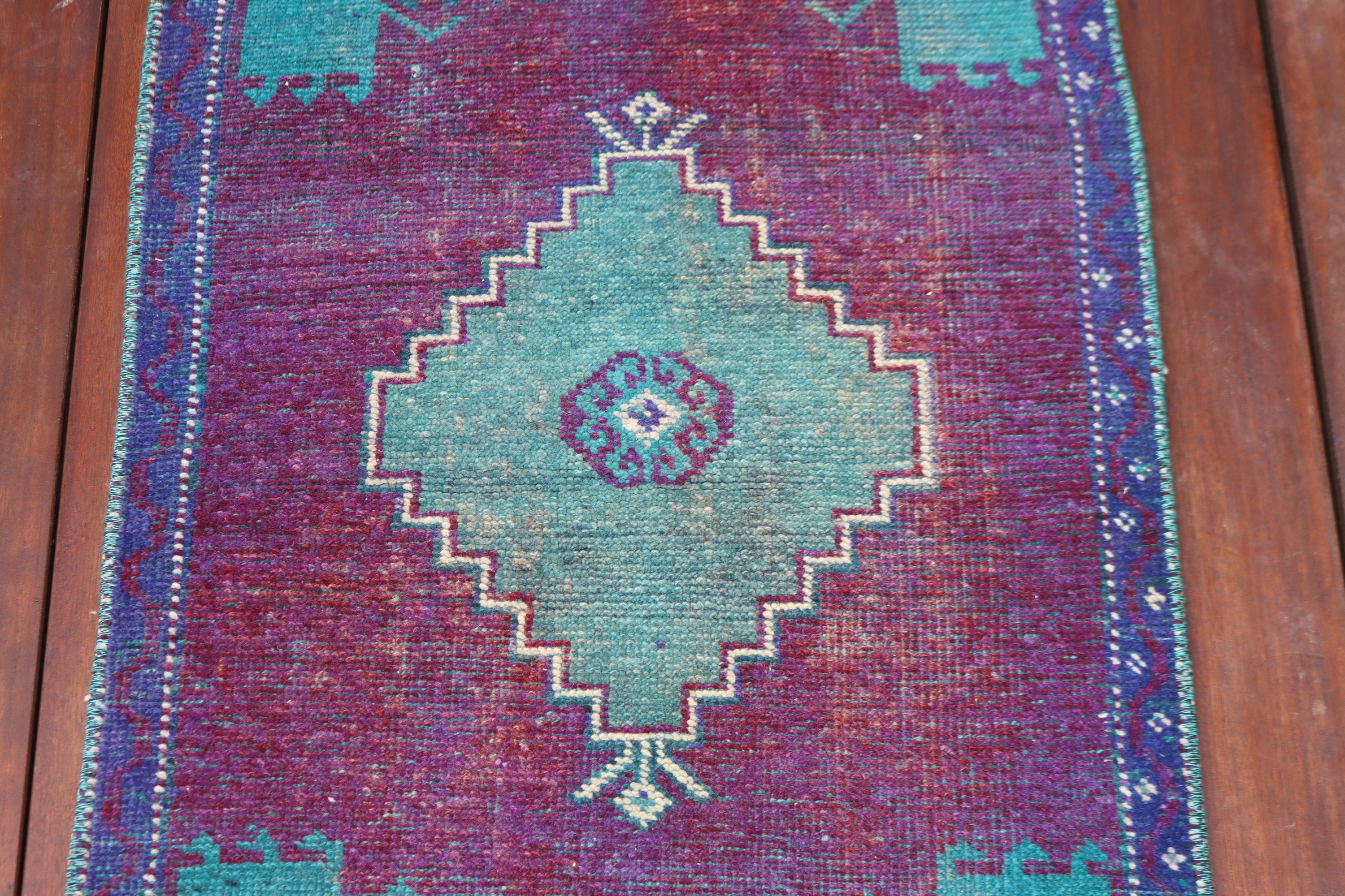 Geometrik Halı, Araba Paspas Halıları, 1.8x4 ft Küçük Halılar, Türk Halısı, Vintage Halı, Küçük Vintage Halılar, Mor Ev Dekorasyonu Halısı