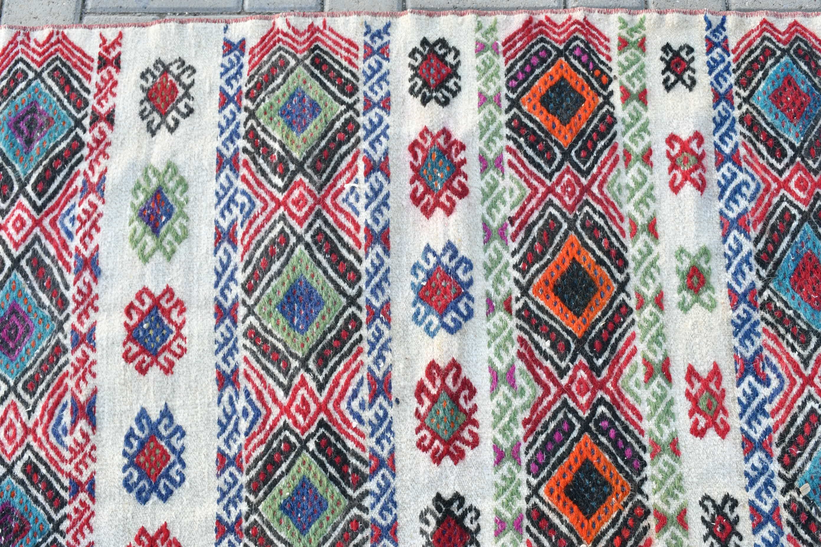 Kilim, 2.4x4.6 ft Küçük Halı, Türk Halıları, Yatak Odası Halısı, Duvara Asılı Halı, Sarı Antika Halılar, Antika Halılar, Vintage Halı, Oryantal Halı