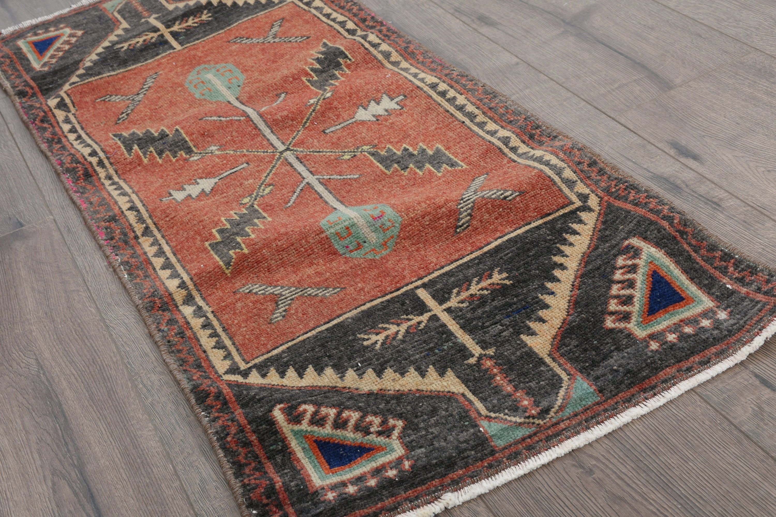 Floor Rug, Vintage Rug, 1.6x3.9 ft Small Rug, Nursery Rug, Entry Rug, Turkish Rug, Brown Oushak Rugs, Rugs for Nursery, Oriental Rug