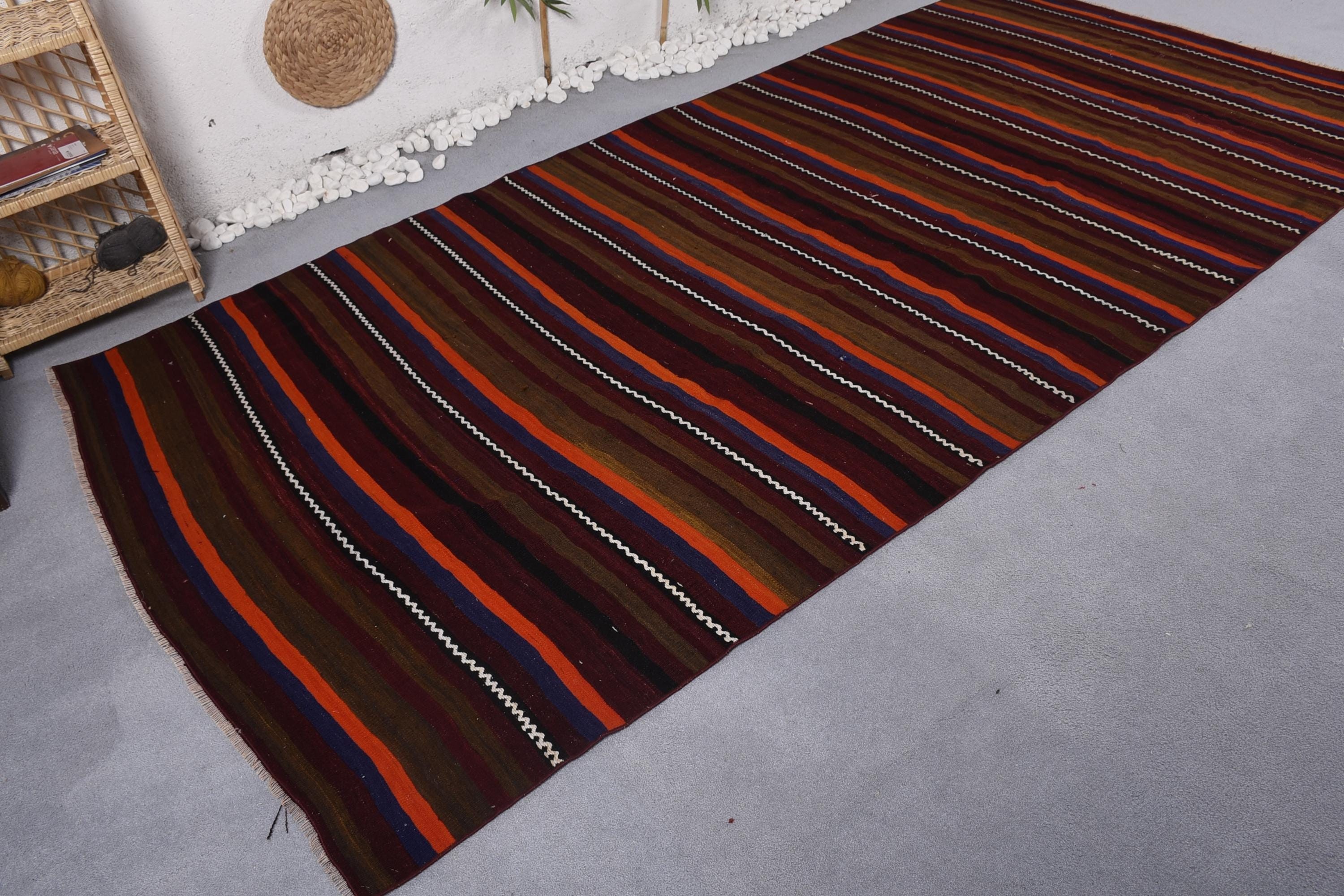 Büyük Vintage Halılar, Kilim, Mor Mutfak Halıları, 5.3x11 ft Büyük Halı, Sanatsal Halı, Vintage Halı, Geometrik Halı, Türk Halısı